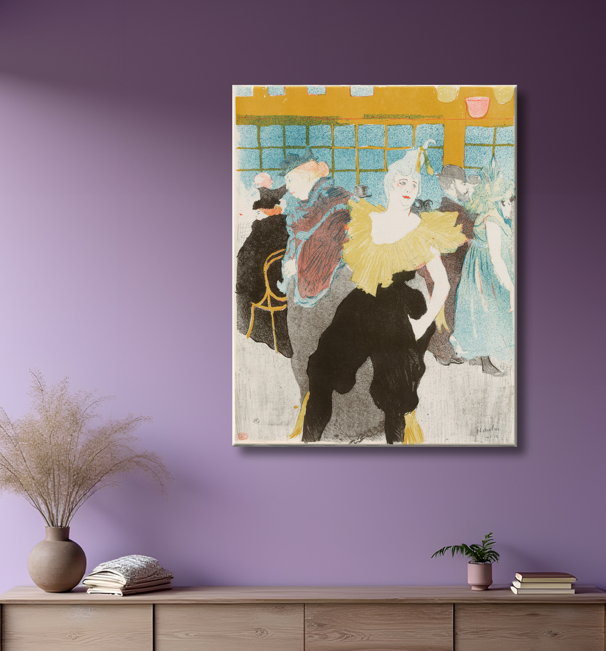 Reproduction Elles: The Clownesse de Henri de Toulouse-Lautrec avec decor