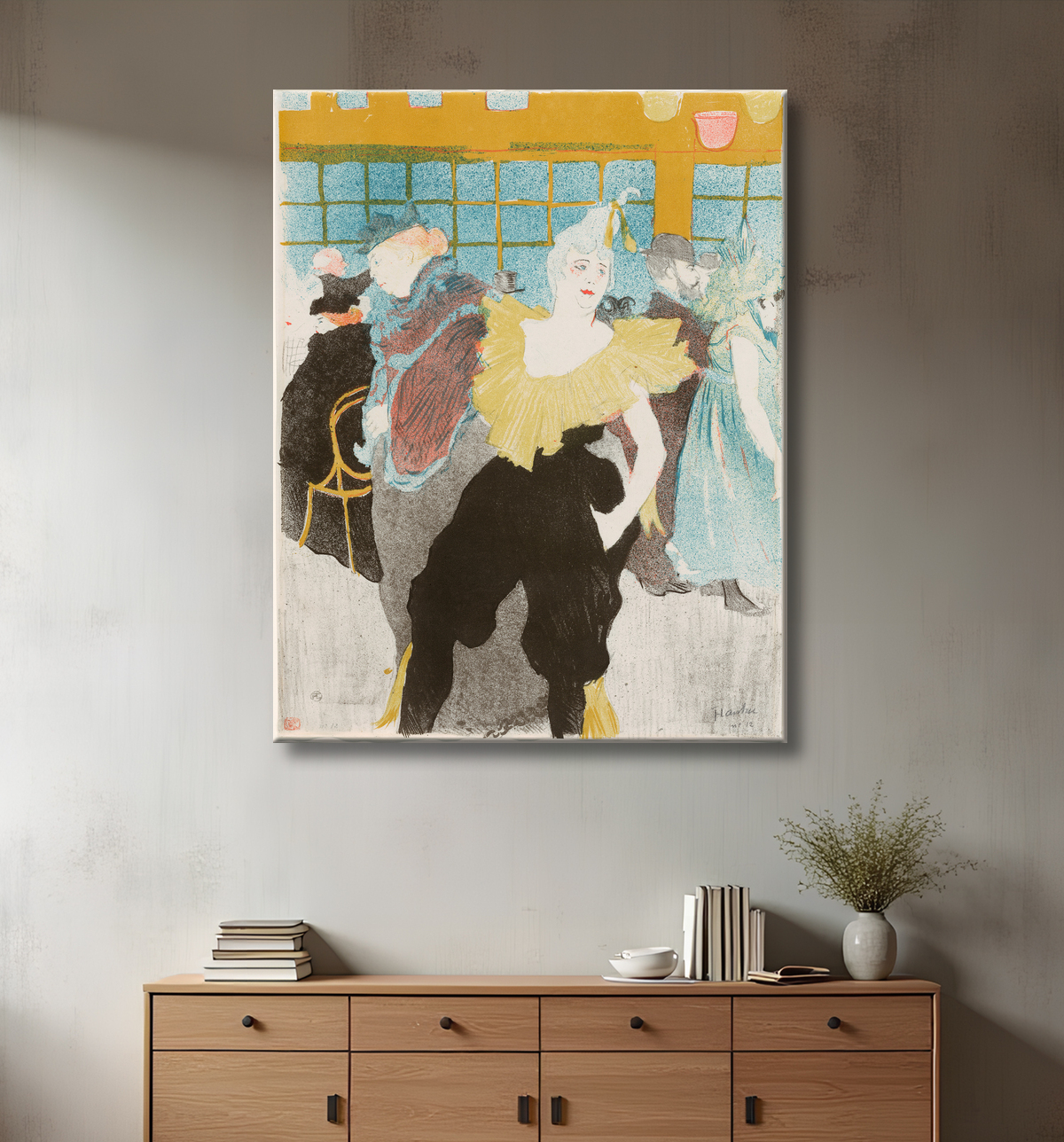 Reproduction Elles: The Clownesse de Henri de Toulouse-Lautrec avec decor