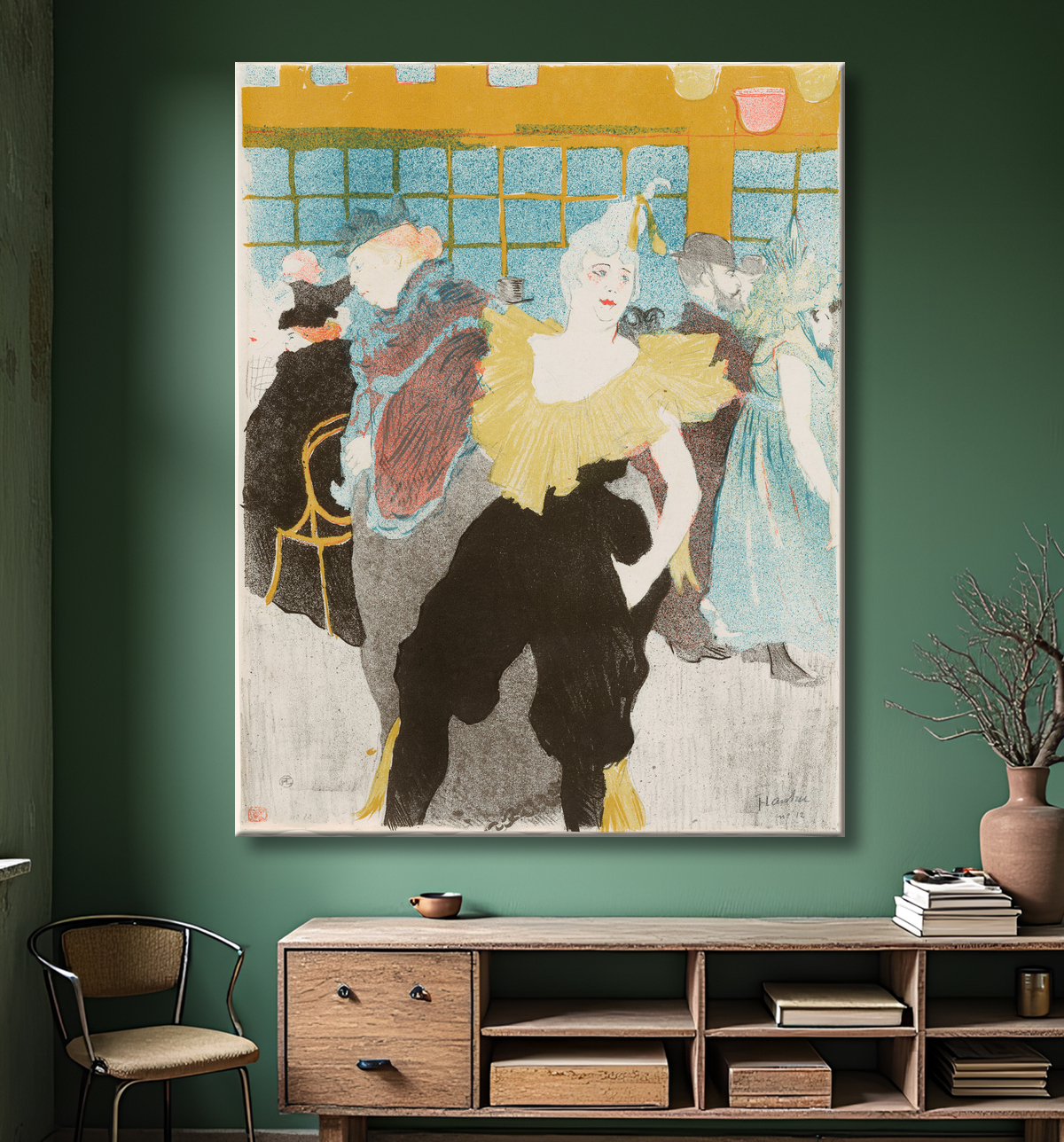 Reproduction Elles: The Clownesse de Henri de Toulouse-Lautrec avec decor