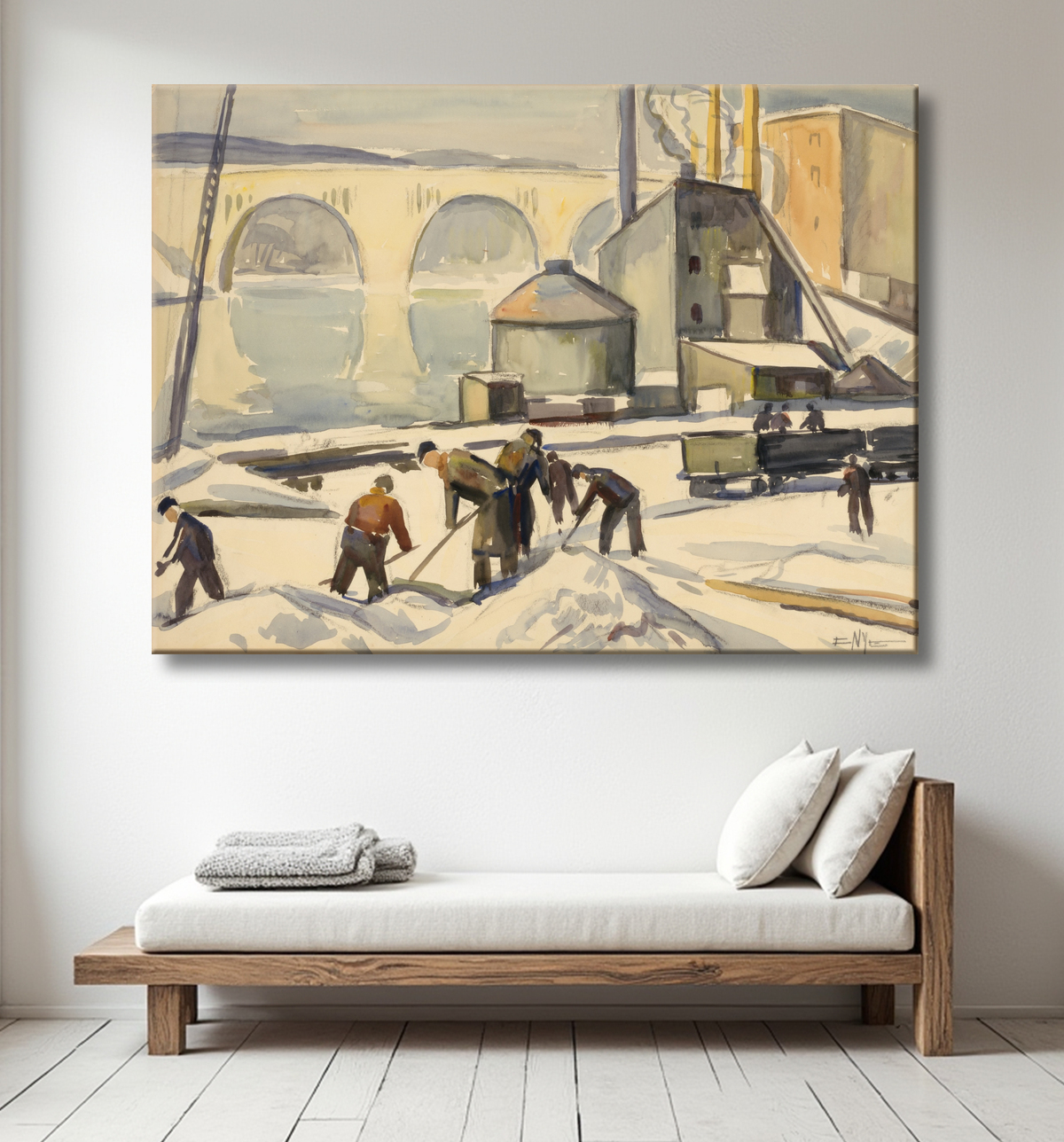 Reproduction Employé CWA à Key Bridge de Edgar Nye, born Richmond, VA 1879-died Washington, DC 1943 avec decor