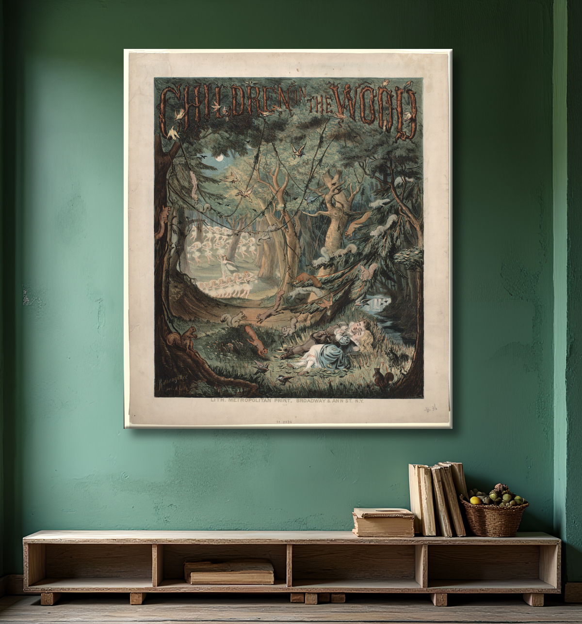 Reproduction Enfants dans le bois de Metropolitan Printing Company avec decor
