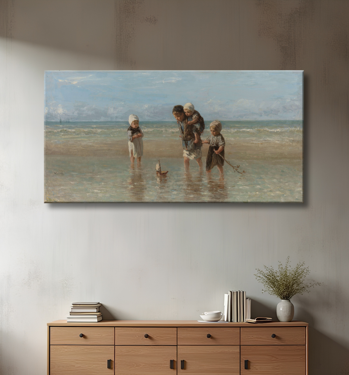 Reproduction Enfants de la mer de Jozef Israëls avec decor