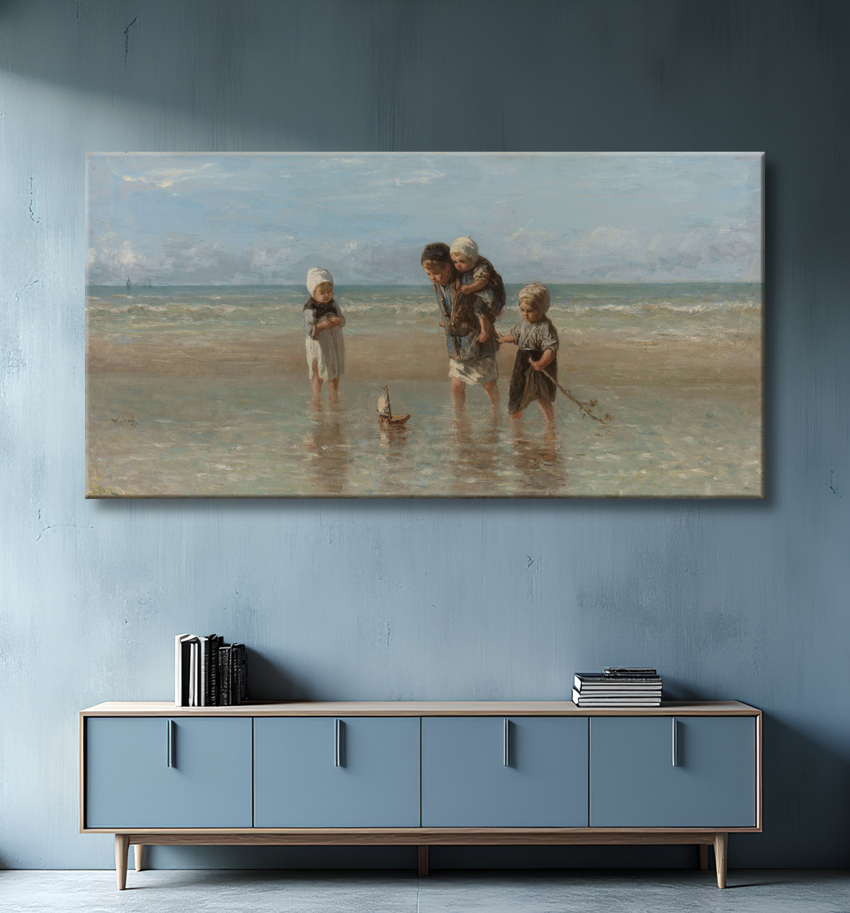 Reproduction Enfants de la mer de Jozef Israëls avec decor