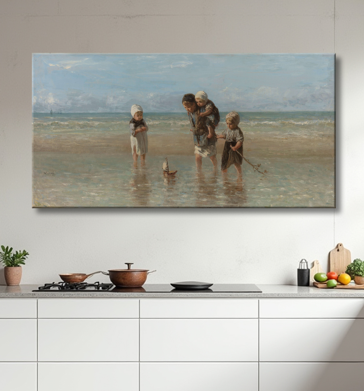 Reproduction Enfants de la mer de Jozef Israëls avec decor