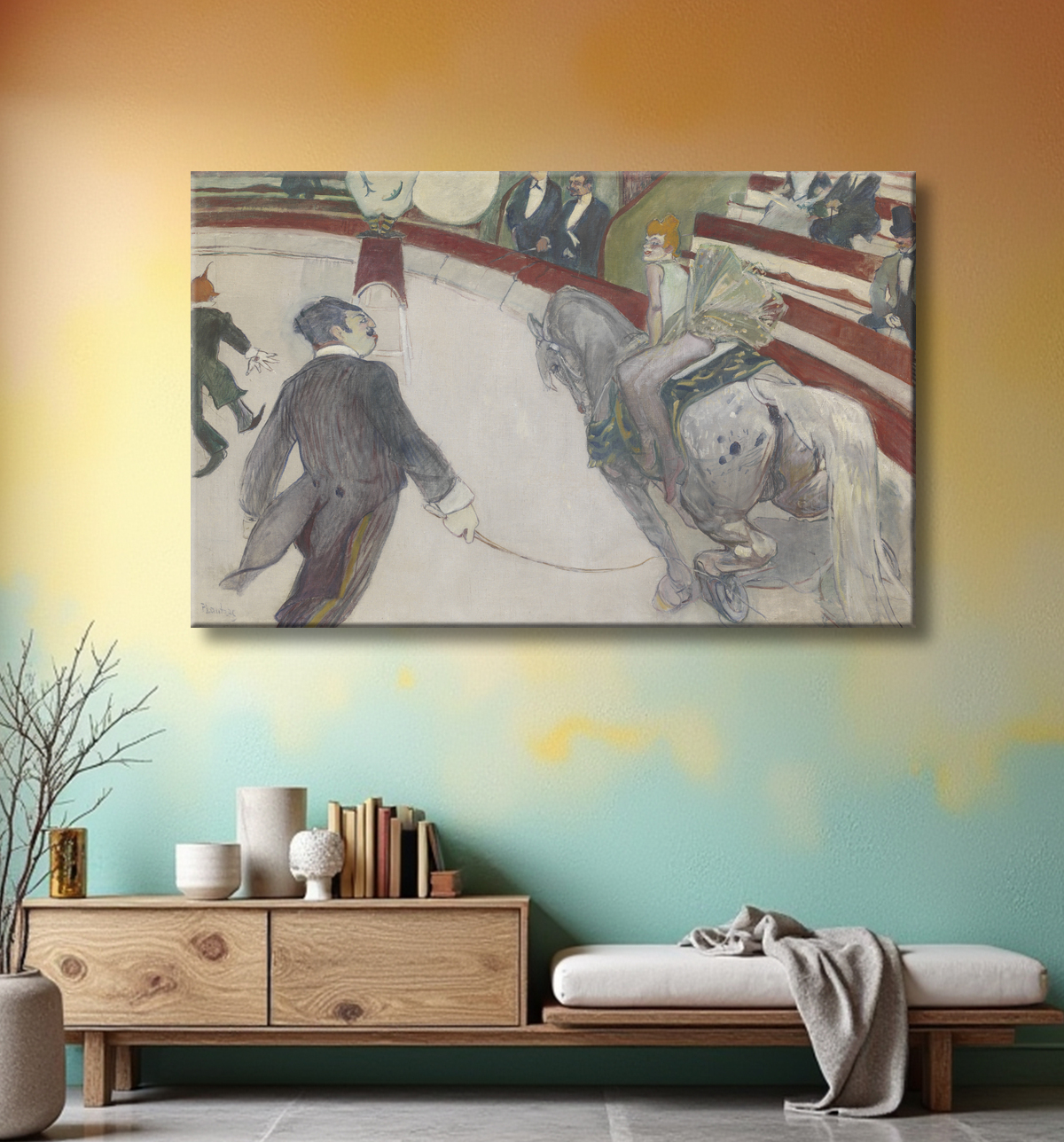 Reproduction Equestrienne (Au Cirque Fernando) de Henri de Toulouse-Lautrec avec decor