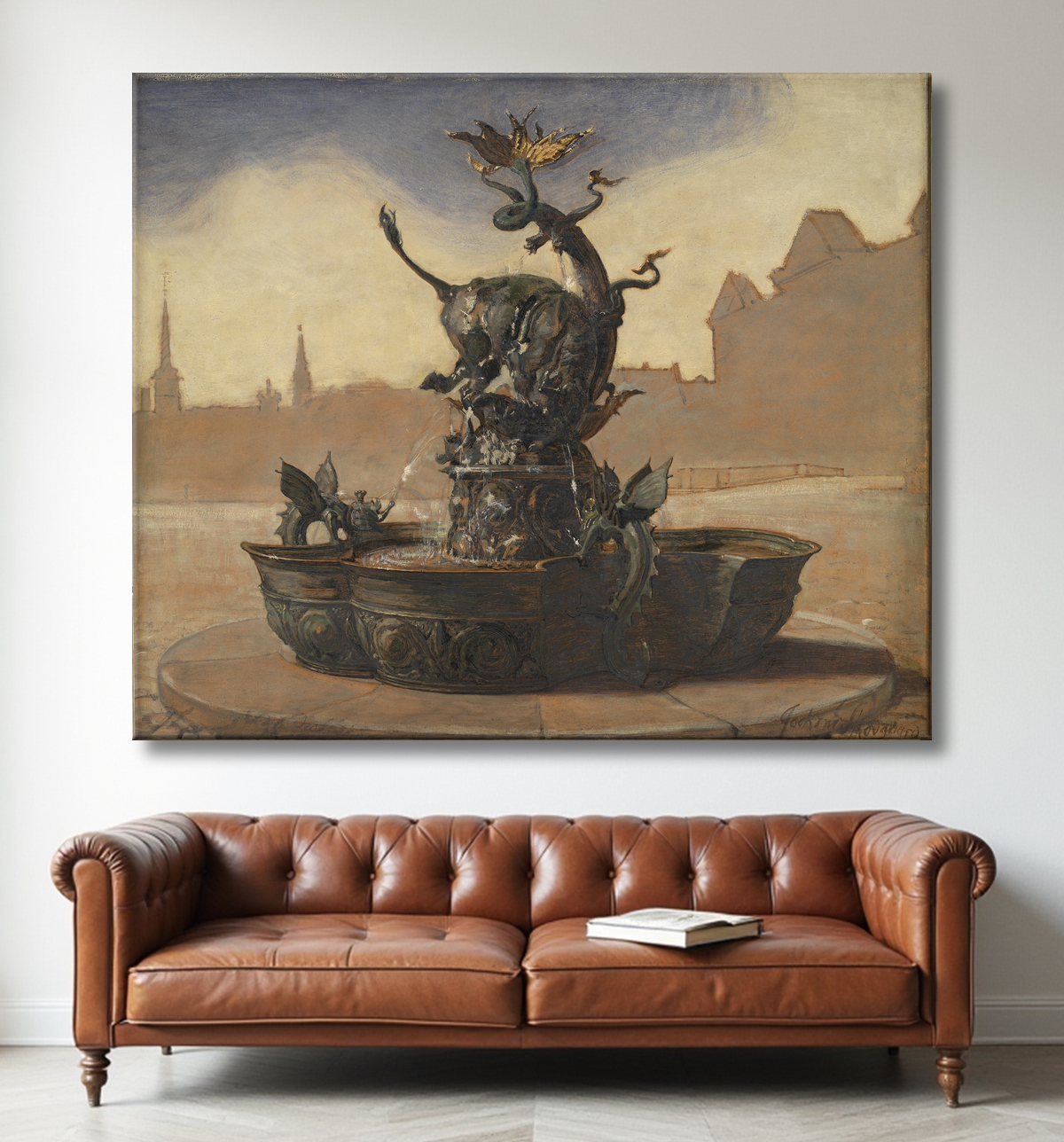 Reproduction Esquisse pour la fontaine du dragon de Skovgaard, Joakim avec decor