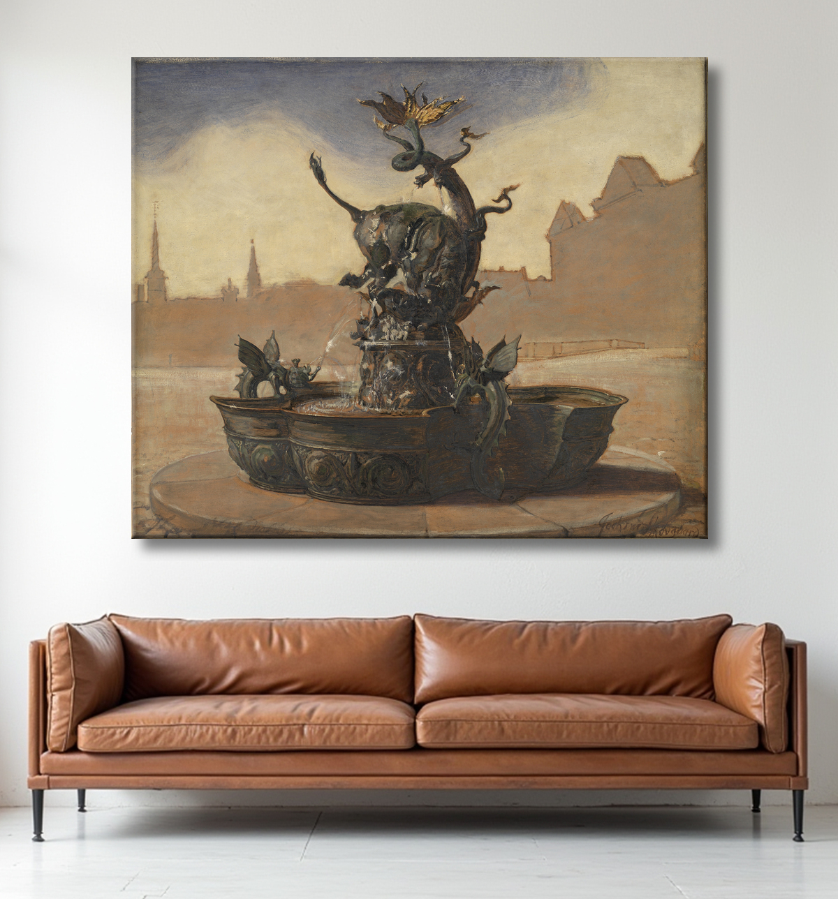 Reproduction Esquisse pour la fontaine du dragon de Skovgaard, Joakim avec decor