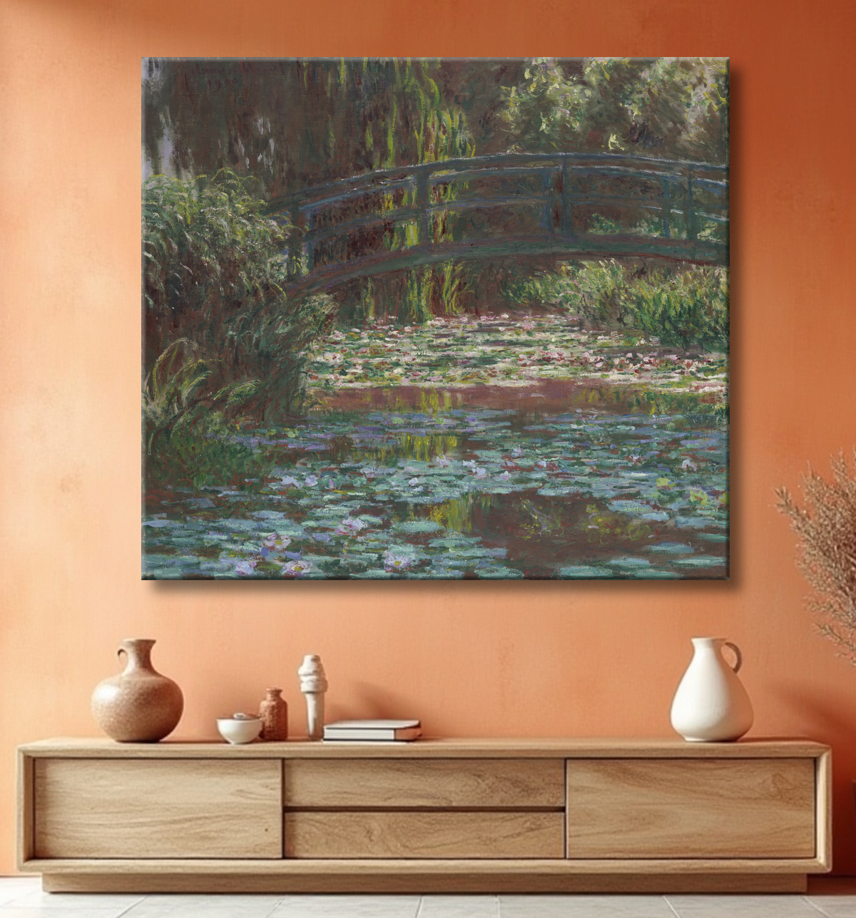 Reproduction Étang aux nénuphars de Claude Monet avec decor