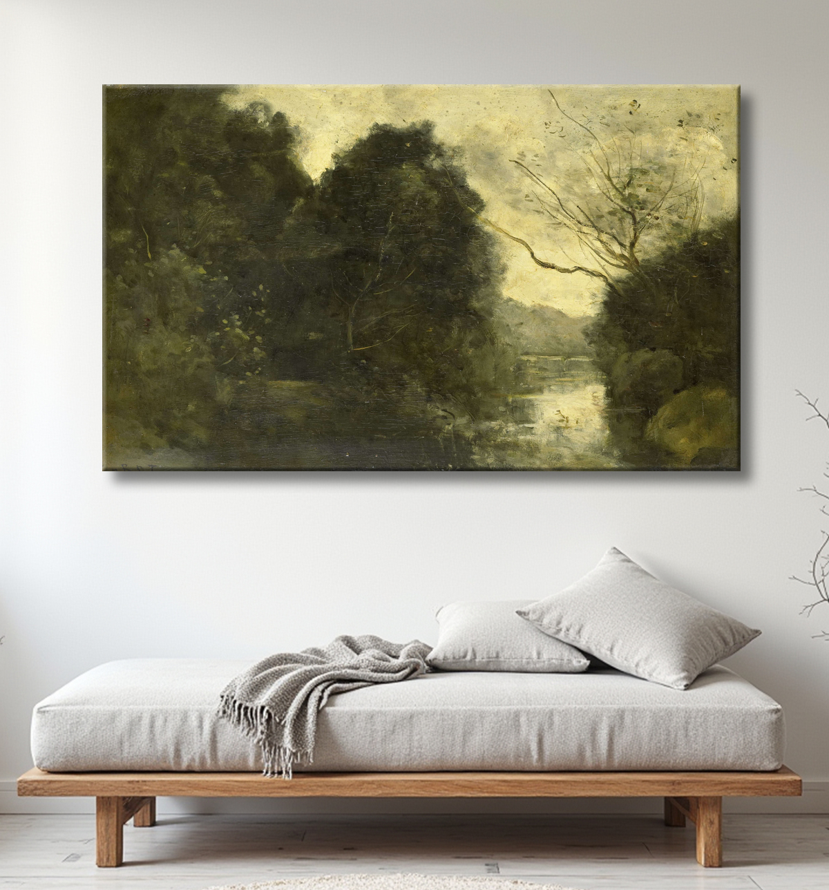 Reproduction Étang dans les bois de Camille Corot avec decor