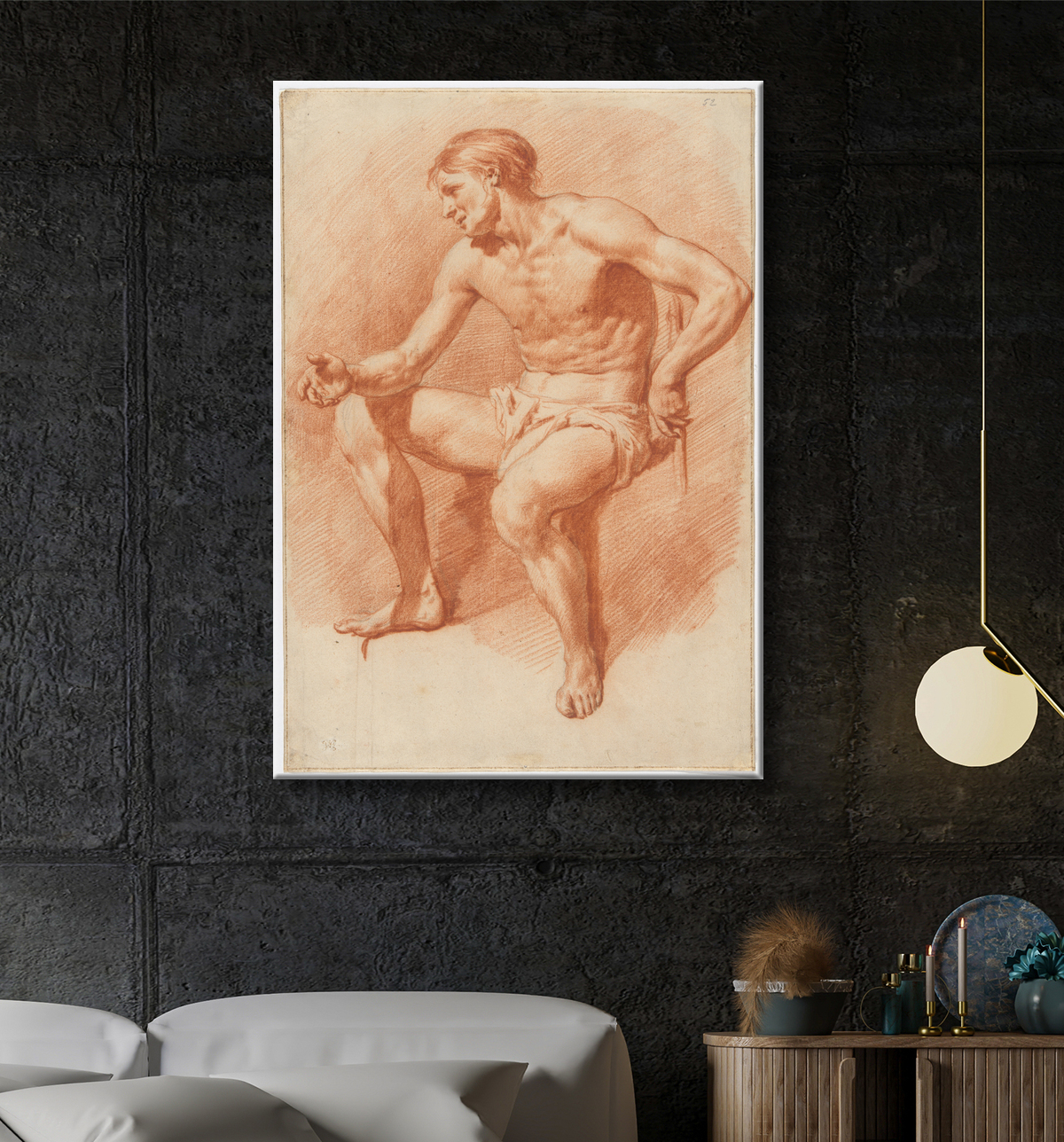 Reproduction Étude d'un nu masculin de Adriaen van de Velde avec decor