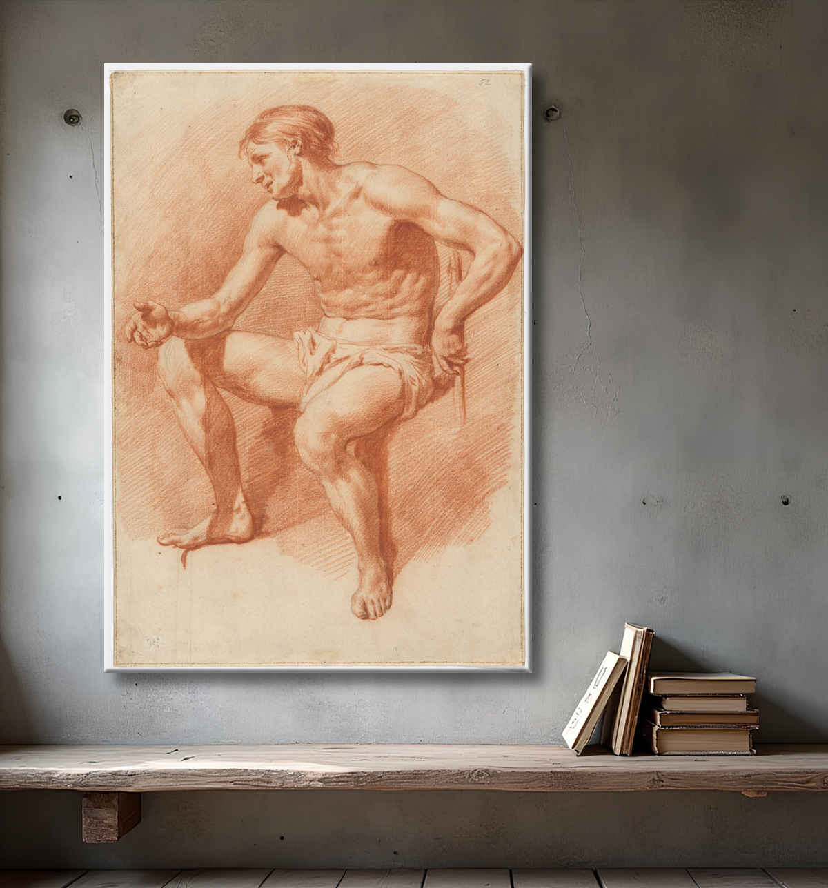 Reproduction Étude d'un nu masculin de Adriaen van de Velde avec decor