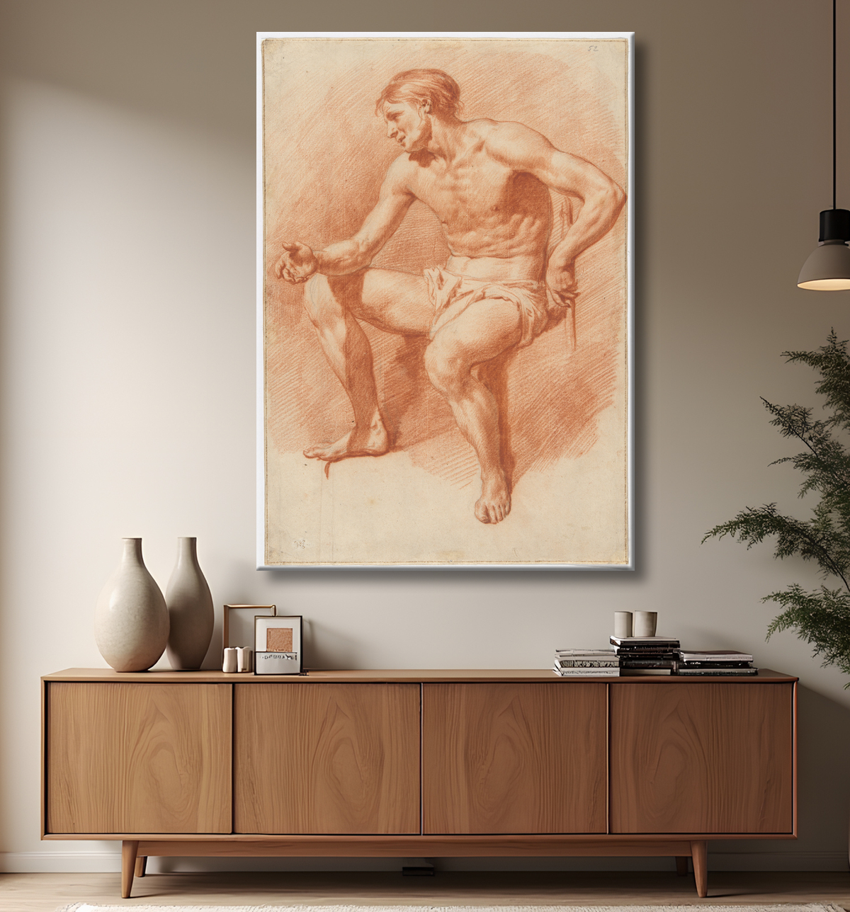 Reproduction Étude d'un nu masculin de Adriaen van de Velde avec decor