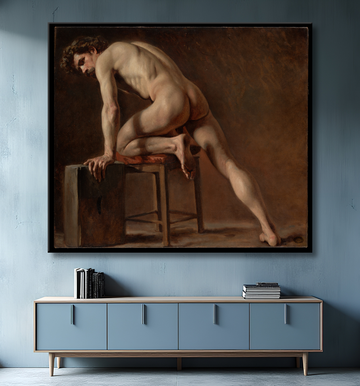 Reproduction Étude d'un homme nu de Gustave Courbet avec decor