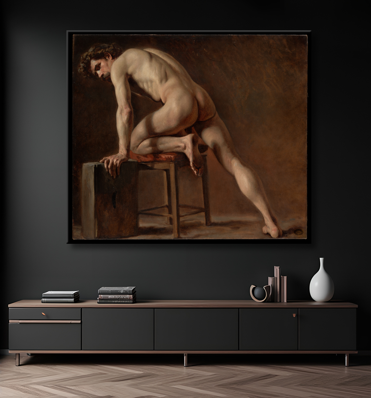 Reproduction Étude d'un homme nu de Gustave Courbet avec decor