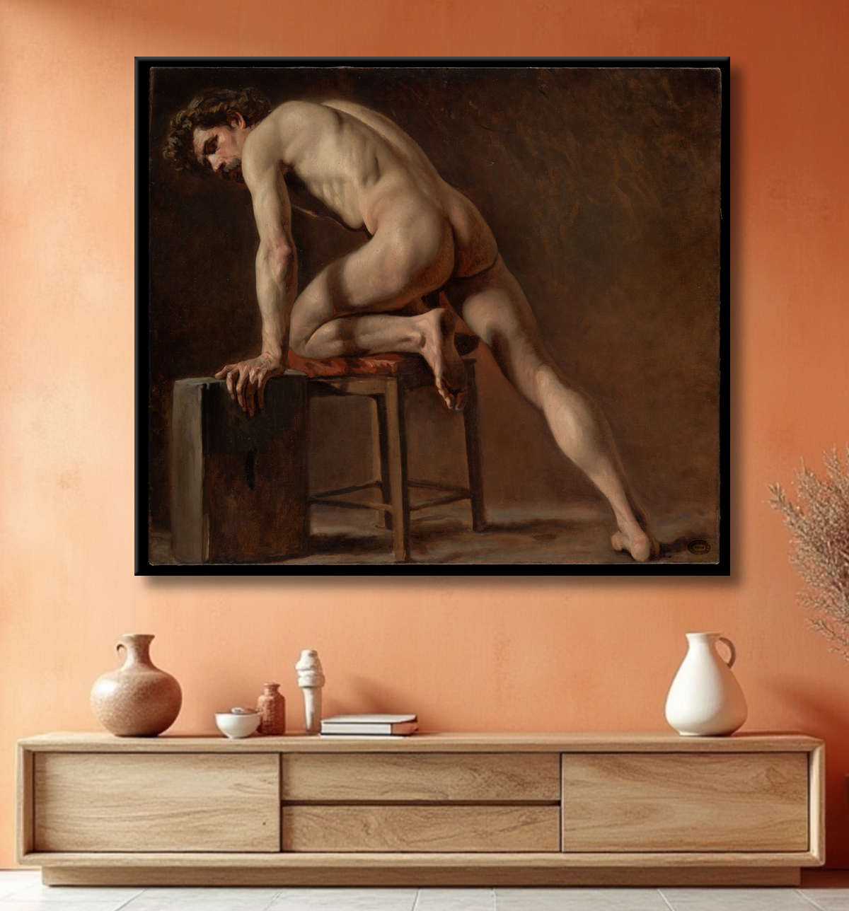 Reproduction Étude d'un homme nu de Gustave Courbet avec decor