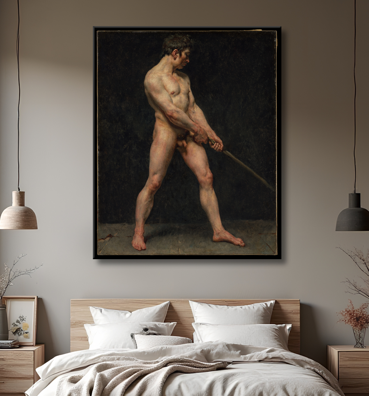 Reproduction Étude d'un homme nu de Pierre Narcisse Guérin avec decor