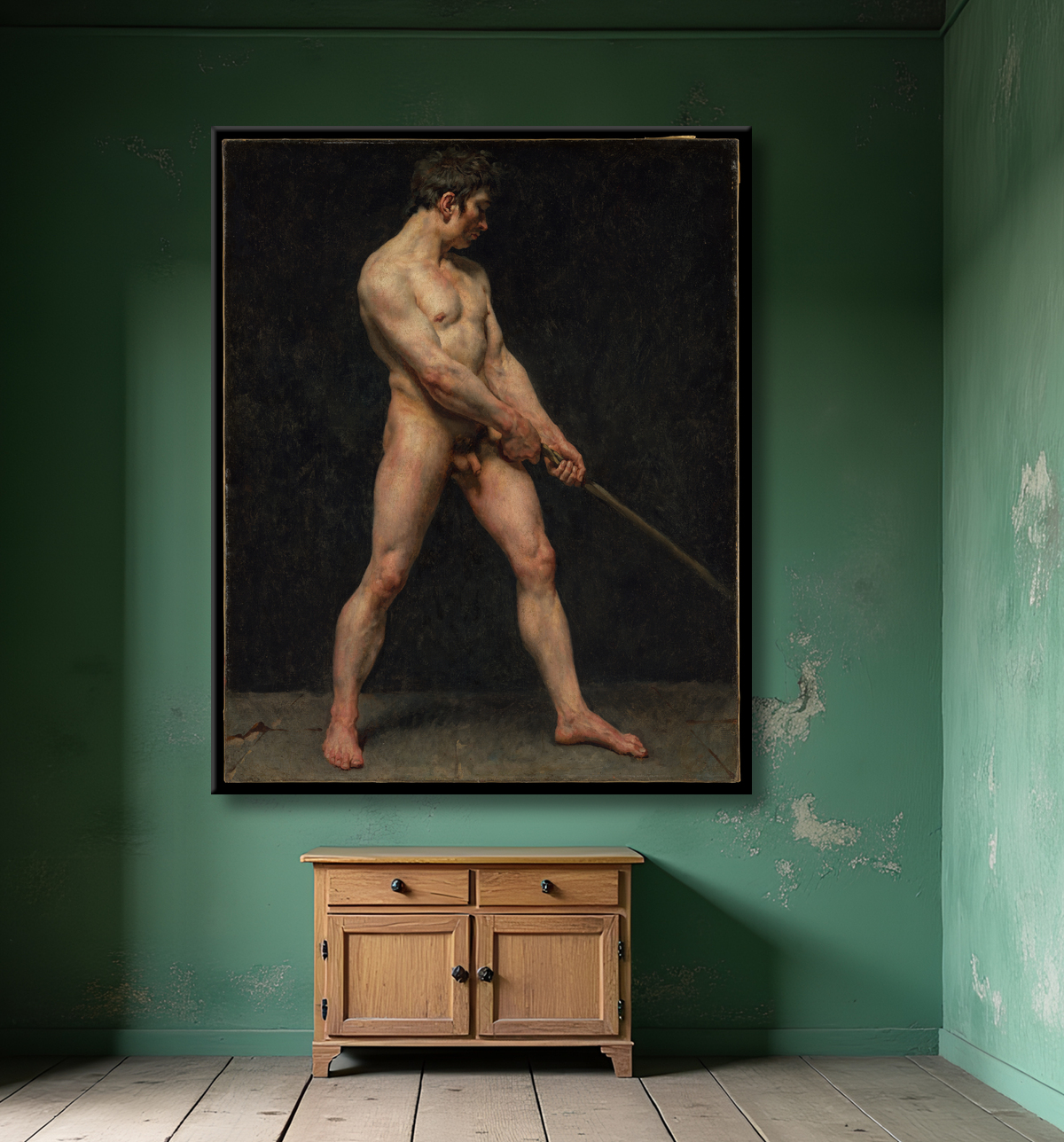 Reproduction Étude d'un homme nu de Pierre Narcisse Guérin avec decor