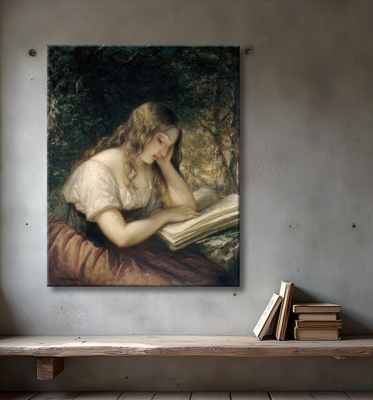 Reproduction Étude dans un bois de Daniel Huntington avec decor