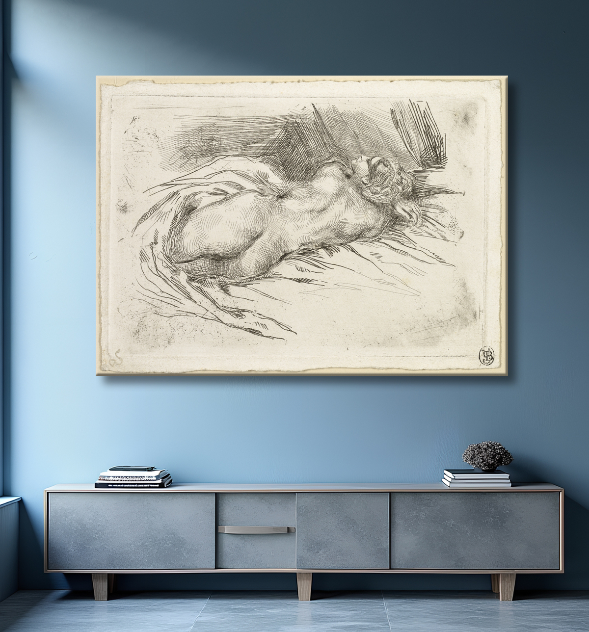 Reproduction Etude de femme vue de dos de Eugène Delacroix avec decor