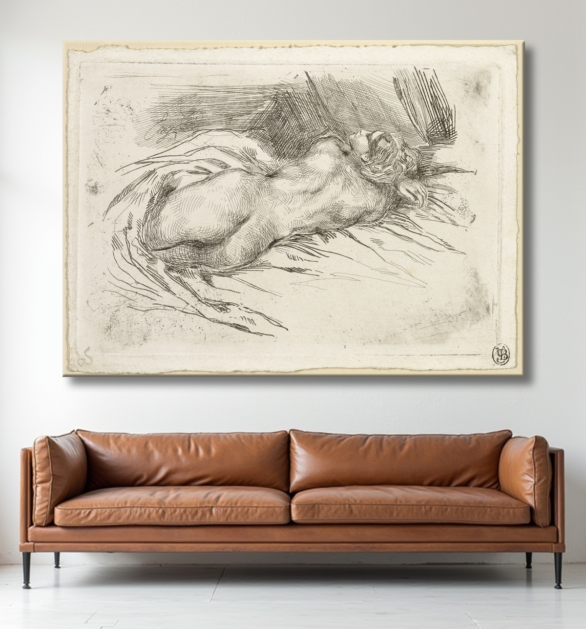 Reproduction Etude de femme vue de dos de Eugène Delacroix avec decor