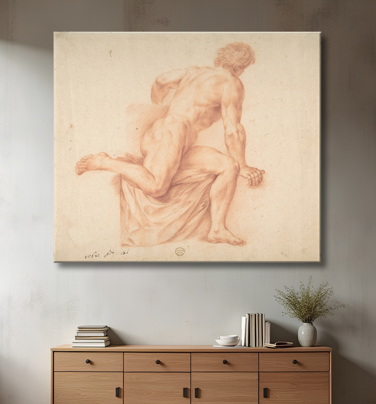 Reproduction Étude de nu de Anonymous, Italian, 18th century avec decor