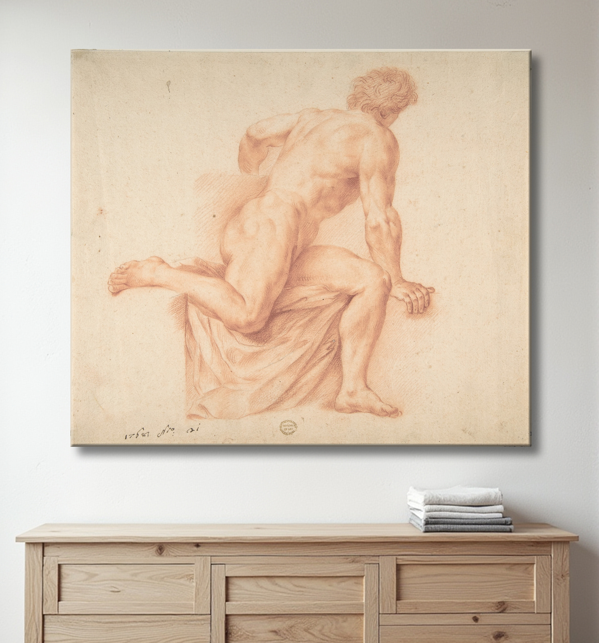 Reproduction Étude de nu de Anonymous, Italian, 18th century avec decor