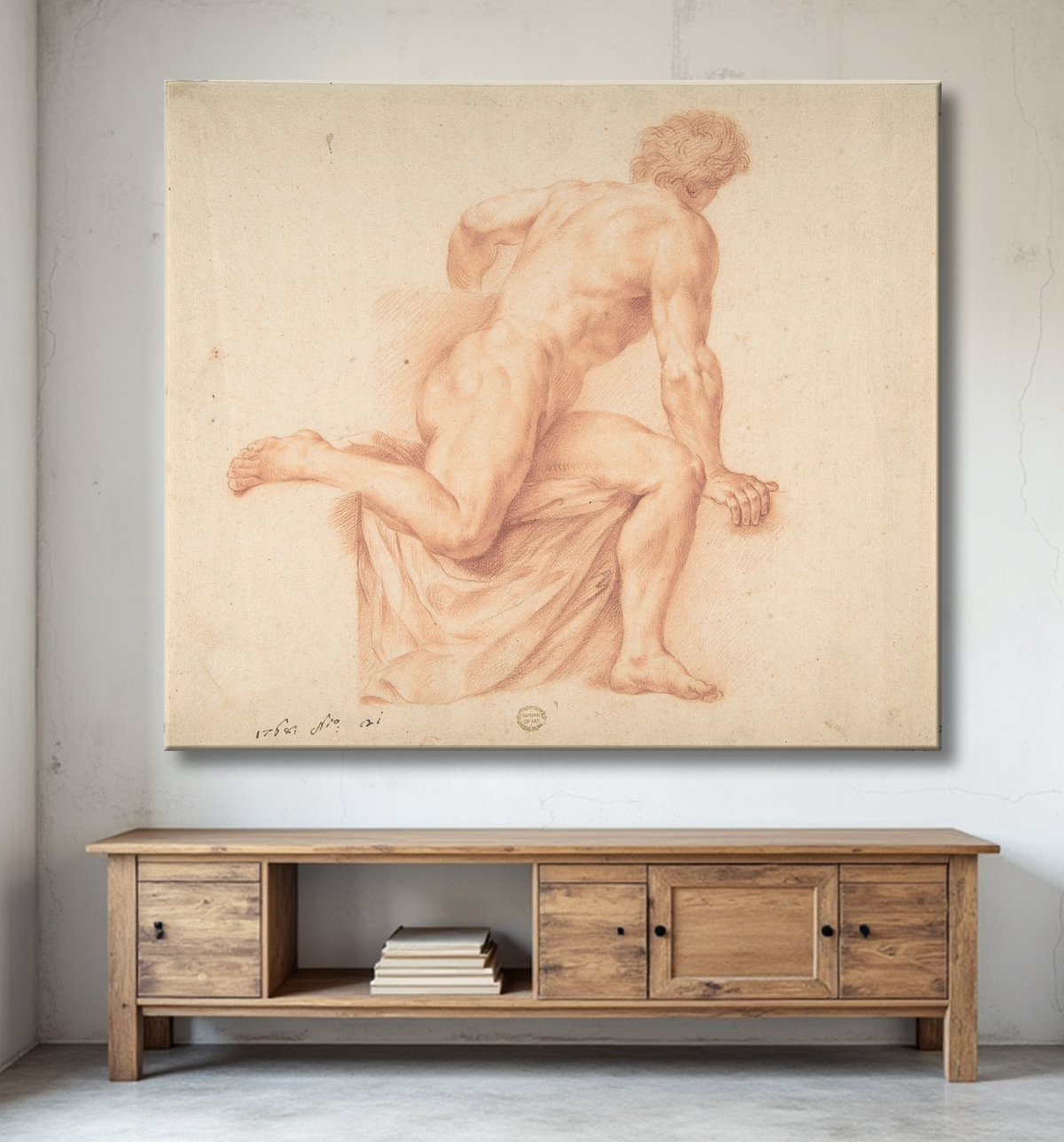 Reproduction Étude de nu de Anonymous, Italian, 18th century avec decor