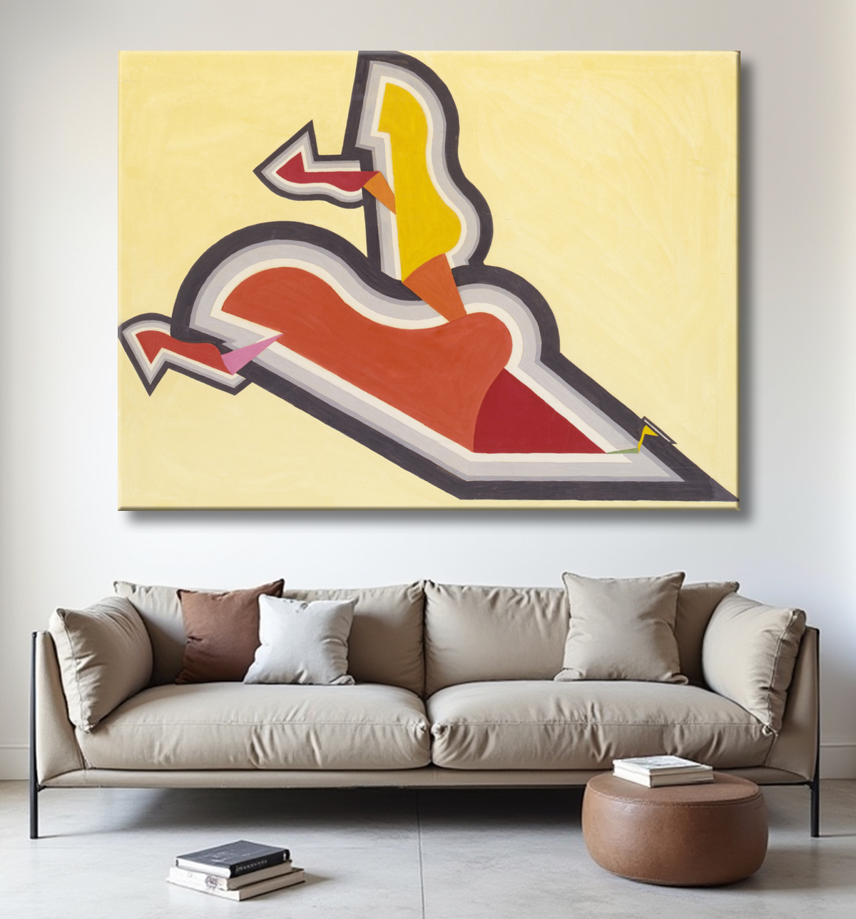 Reproduction Étude en rythme : rouge et or de Joseph Schillinger, born Kharkov, Russia 1895-died New York City 1943 avec decor