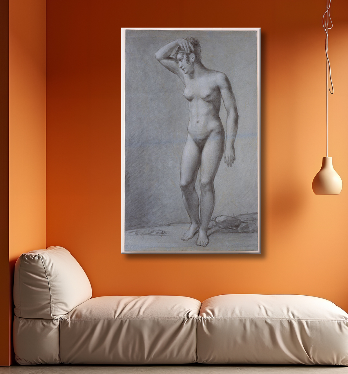 Reproduction Étude pour Cupidon et Psyché de Pierre Paul Prud'hon avec decor