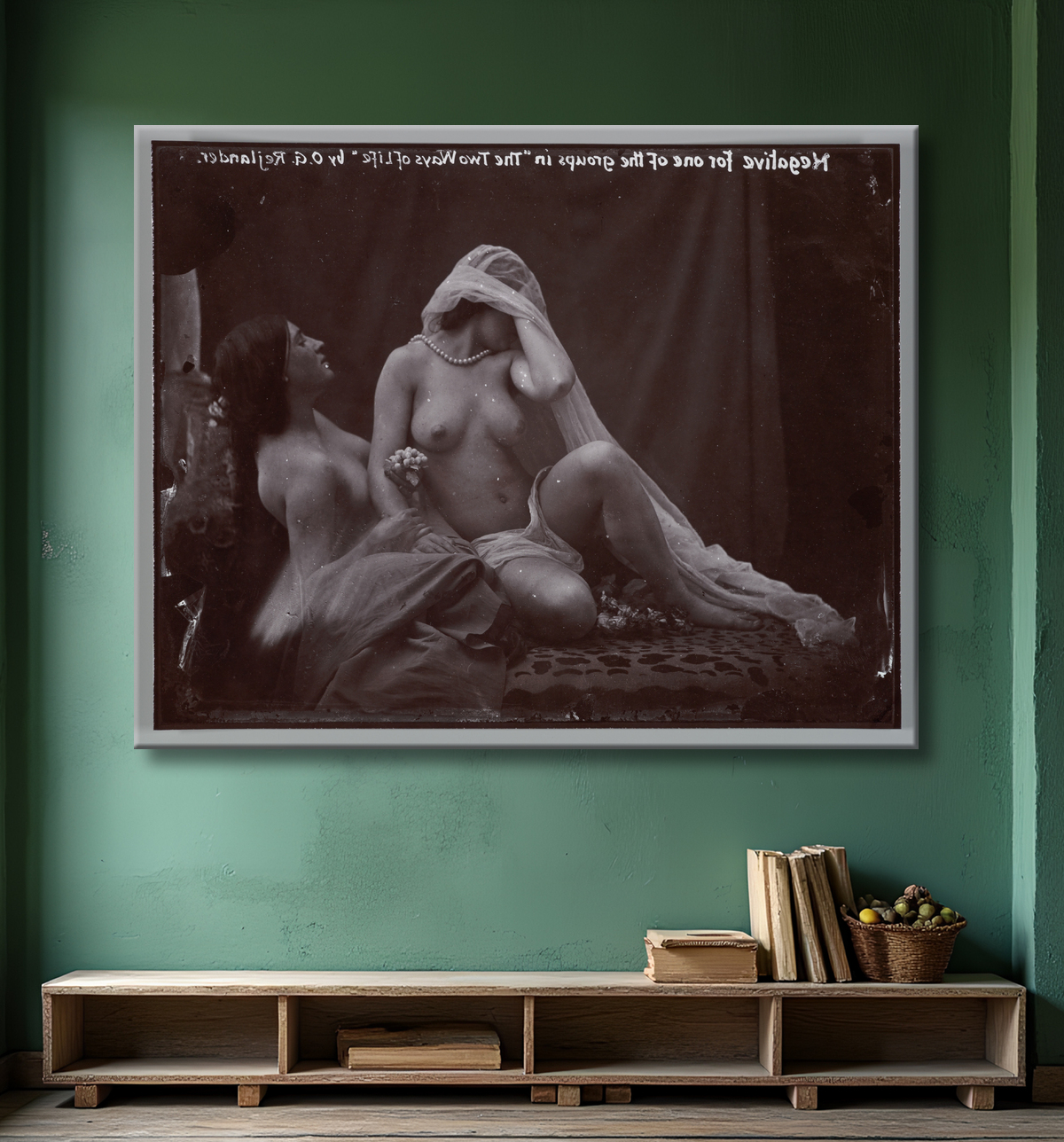 Reproduction [Étude pour "Deux modes de vie"] de Oscar Gustav Rejlander avec decor