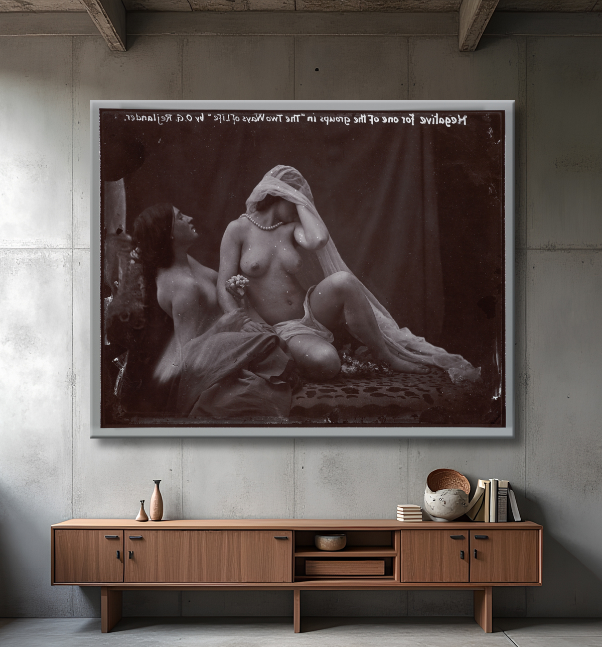 Reproduction [Étude pour "Deux modes de vie"] de Oscar Gustav Rejlander avec decor