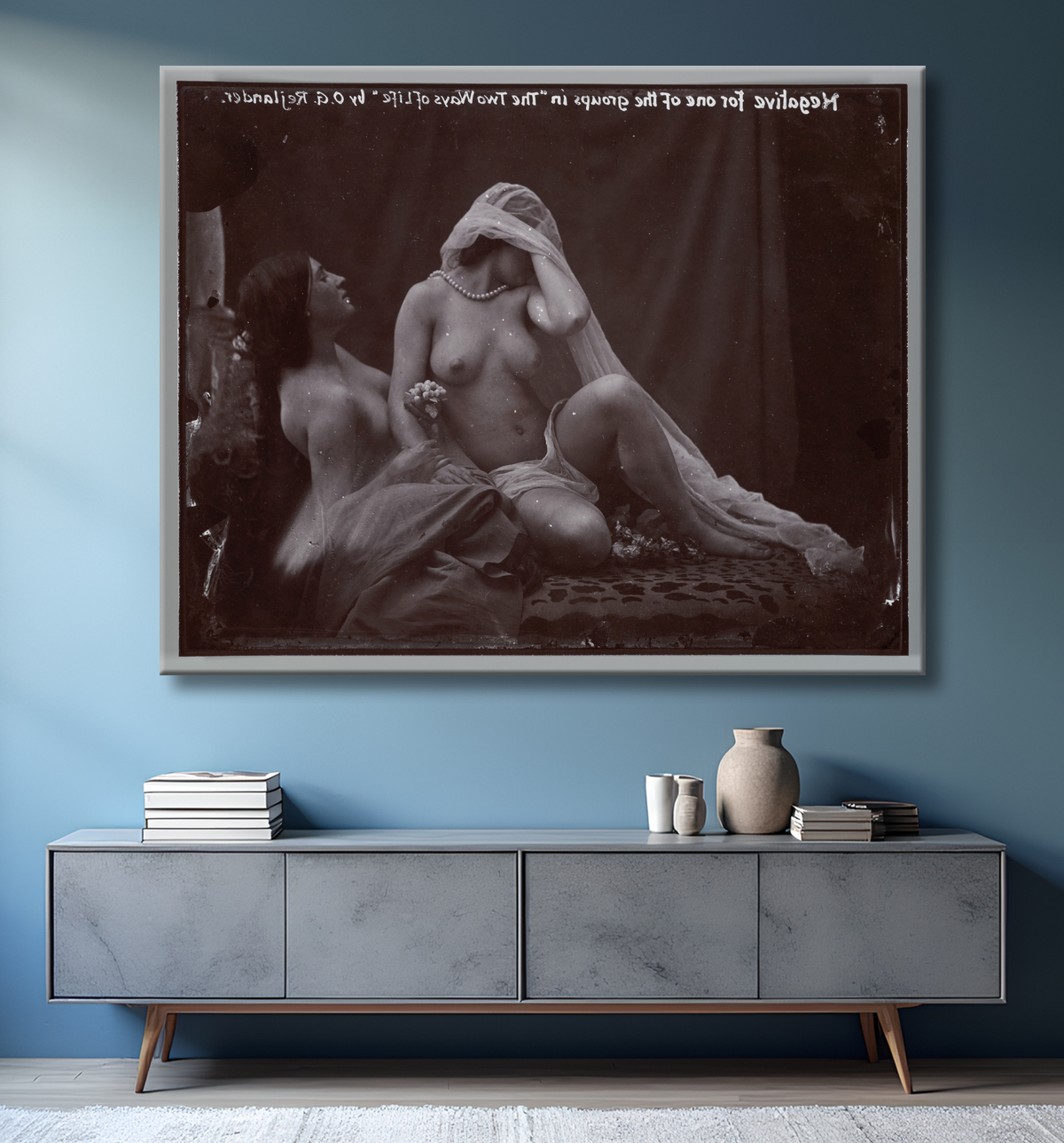 Reproduction [Étude pour "Deux modes de vie"] de Oscar Gustav Rejlander avec decor