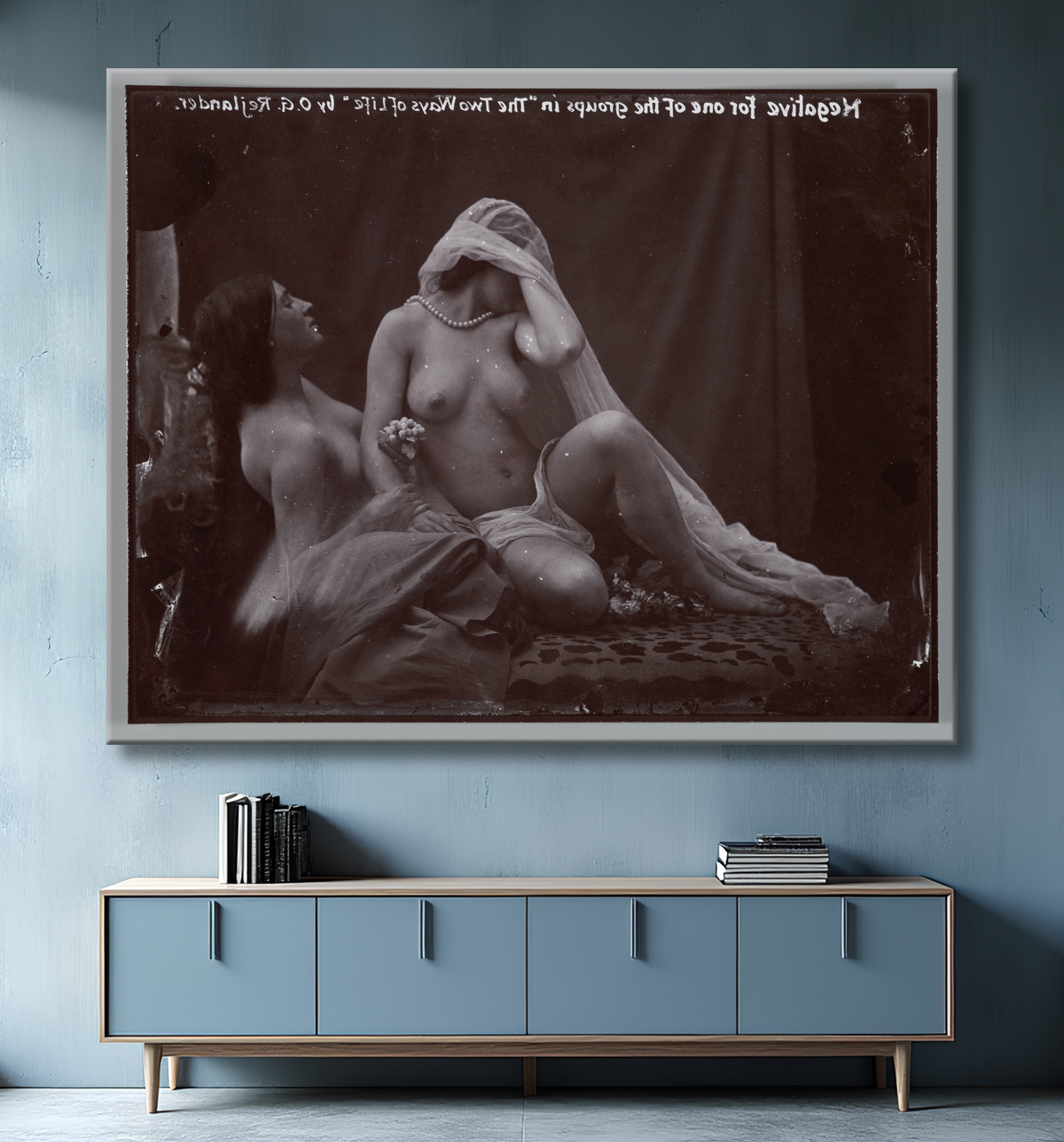 Reproduction [Étude pour "Deux modes de vie"] de Oscar Gustav Rejlander avec decor