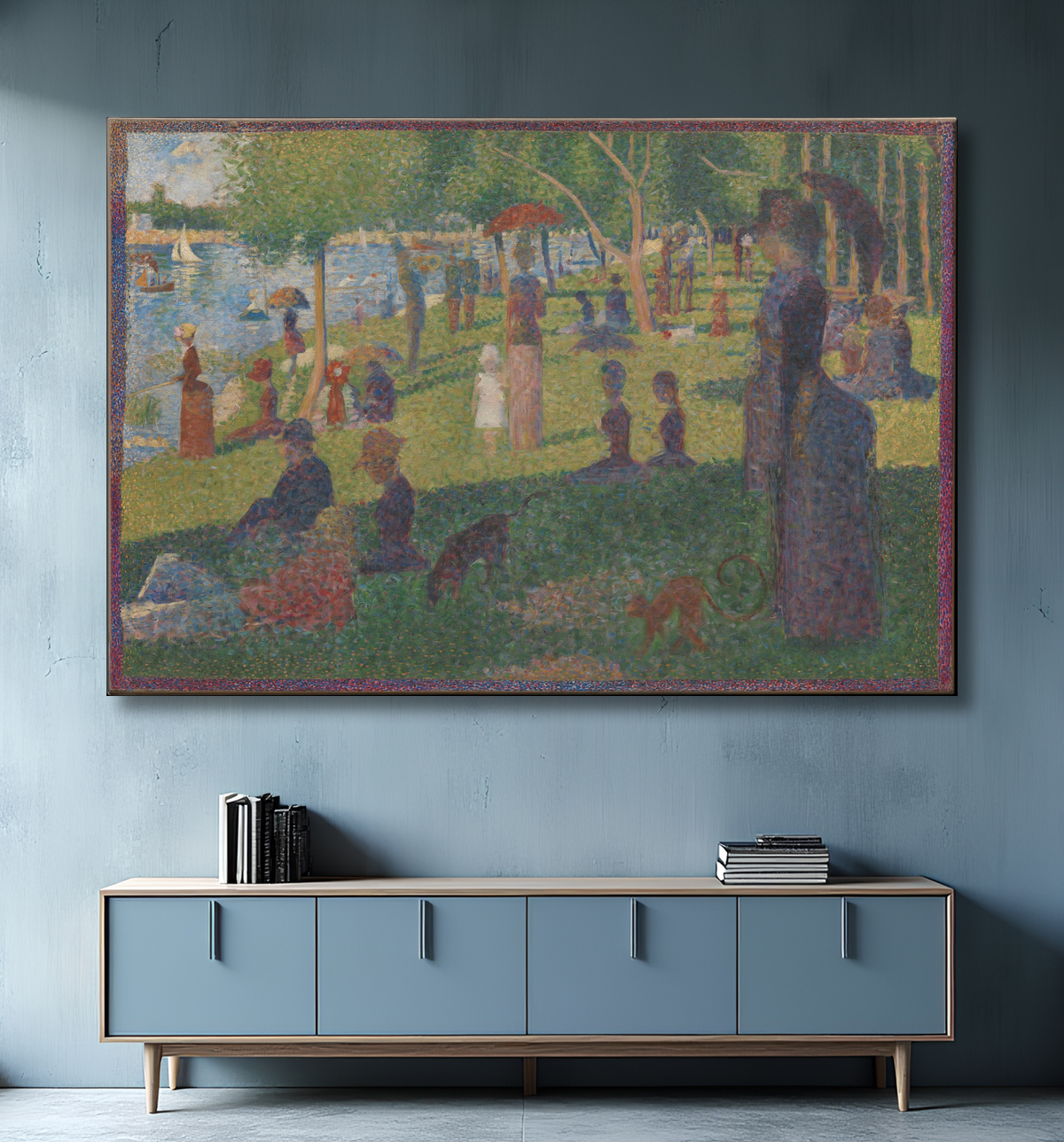 Reproduction Étude pour "Un dimanche sur La Grande Jatte" de Georges Seurat avec decor