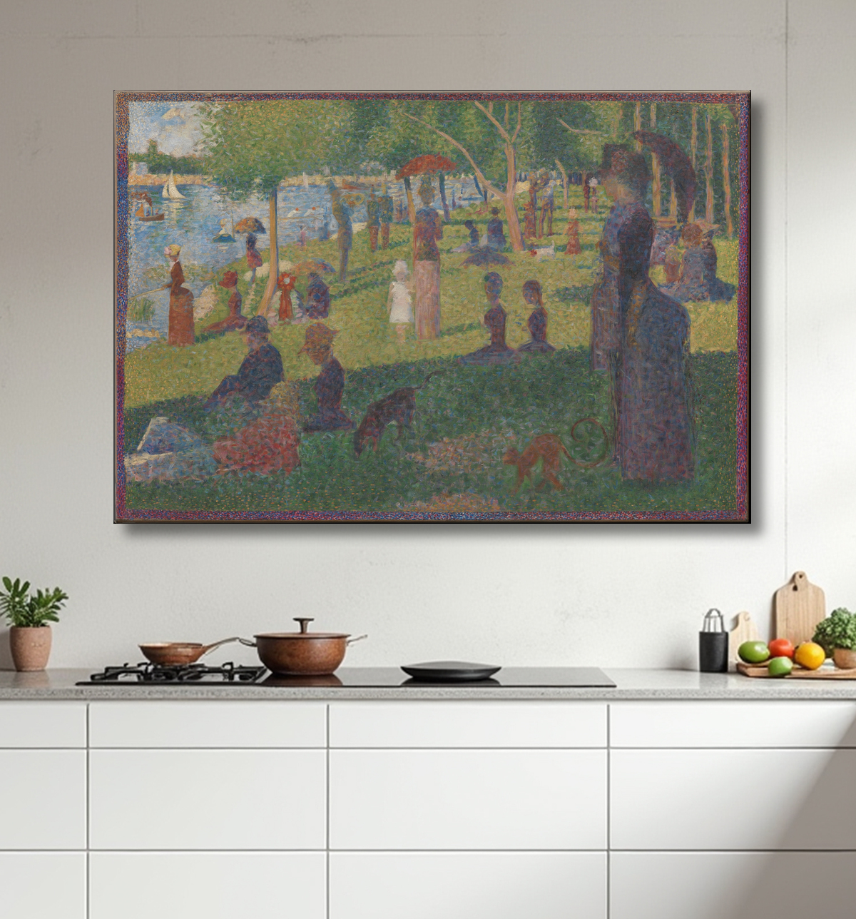 Reproduction Étude pour "Un dimanche sur La Grande Jatte" de Georges Seurat avec decor