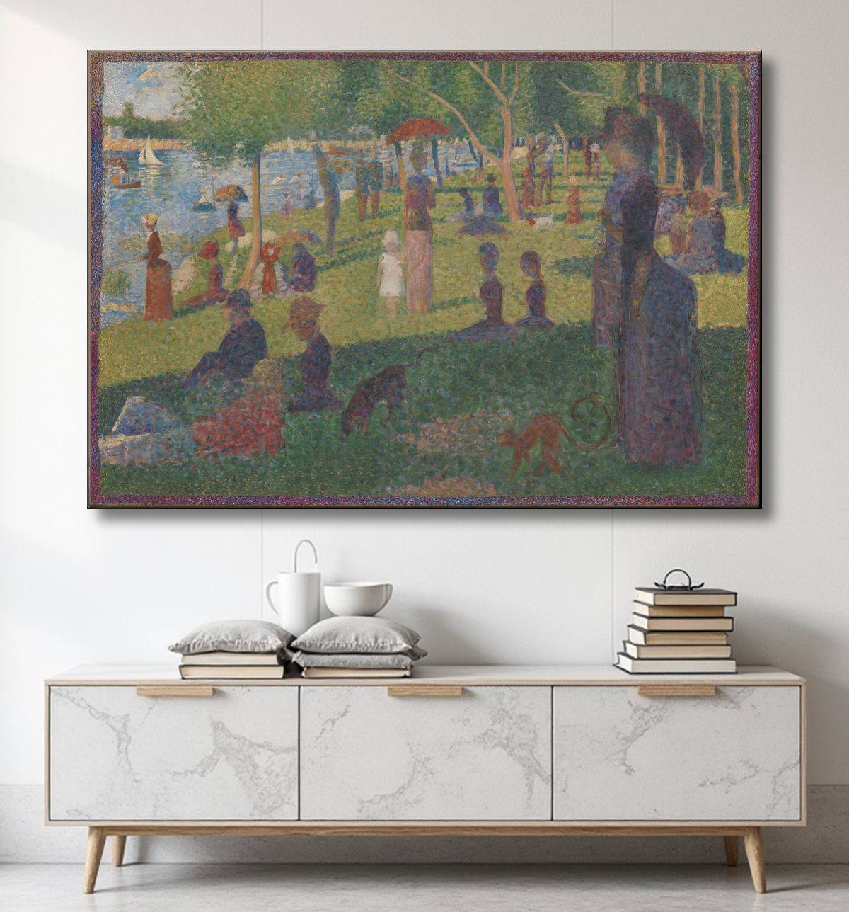 Reproduction Étude pour "Un dimanche sur La Grande Jatte" de Georges Seurat avec decor