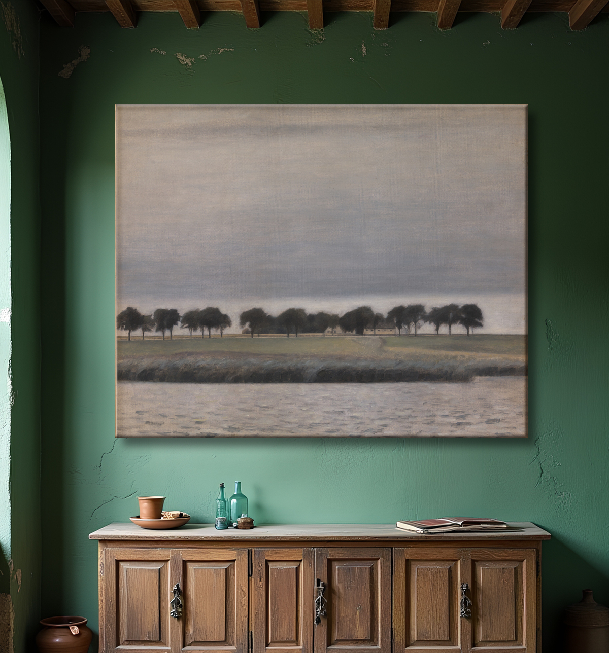 Reproduction Etude préliminaire pour "Solregn. Gentofte Sø" de Hammershøi, Vilhelm avec decor
