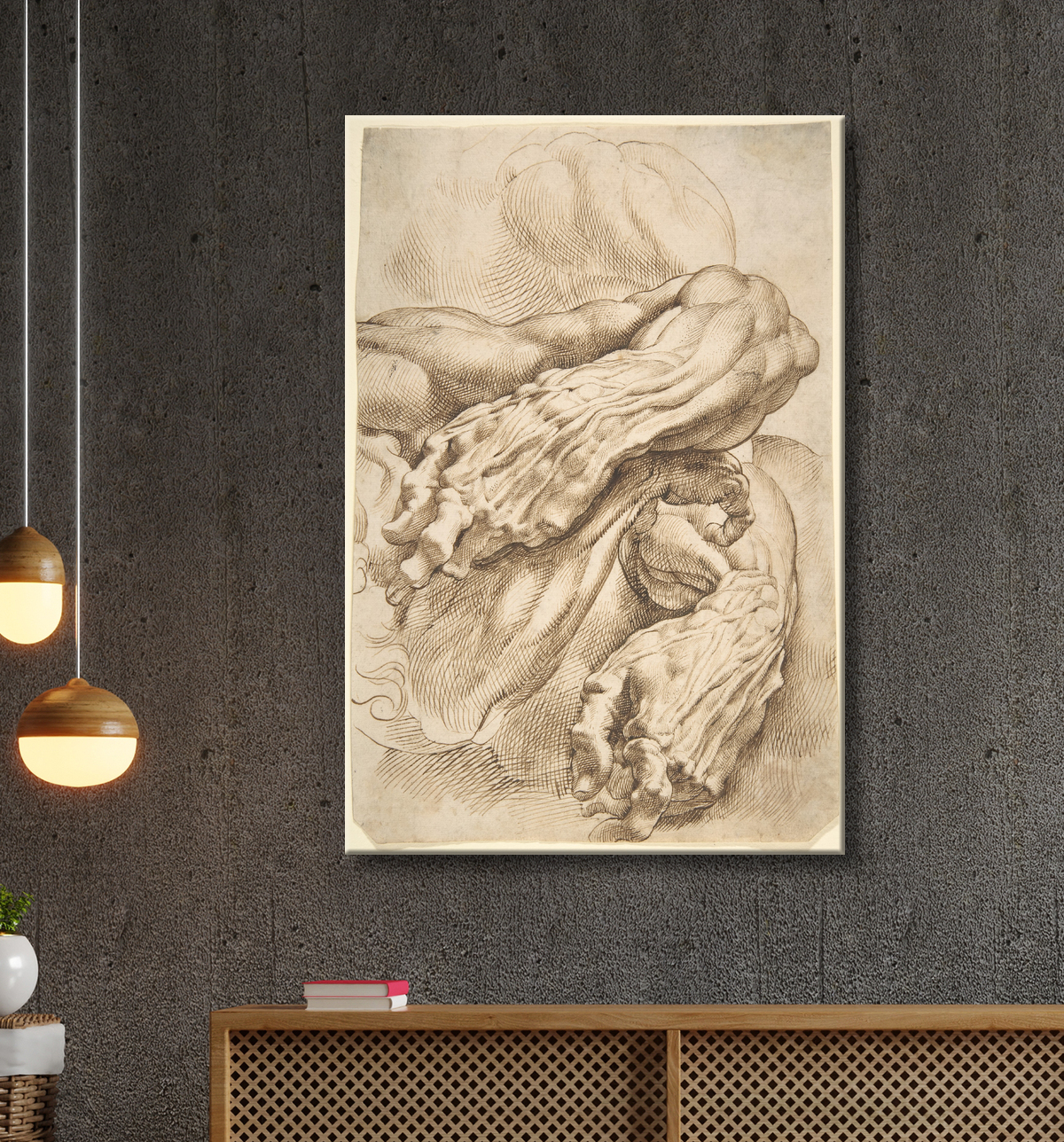 Reproduction Études anatomiques : un avant-bras gauche dans deux positions et un avant-bras droit de Peter Paul Rubens avec decor
