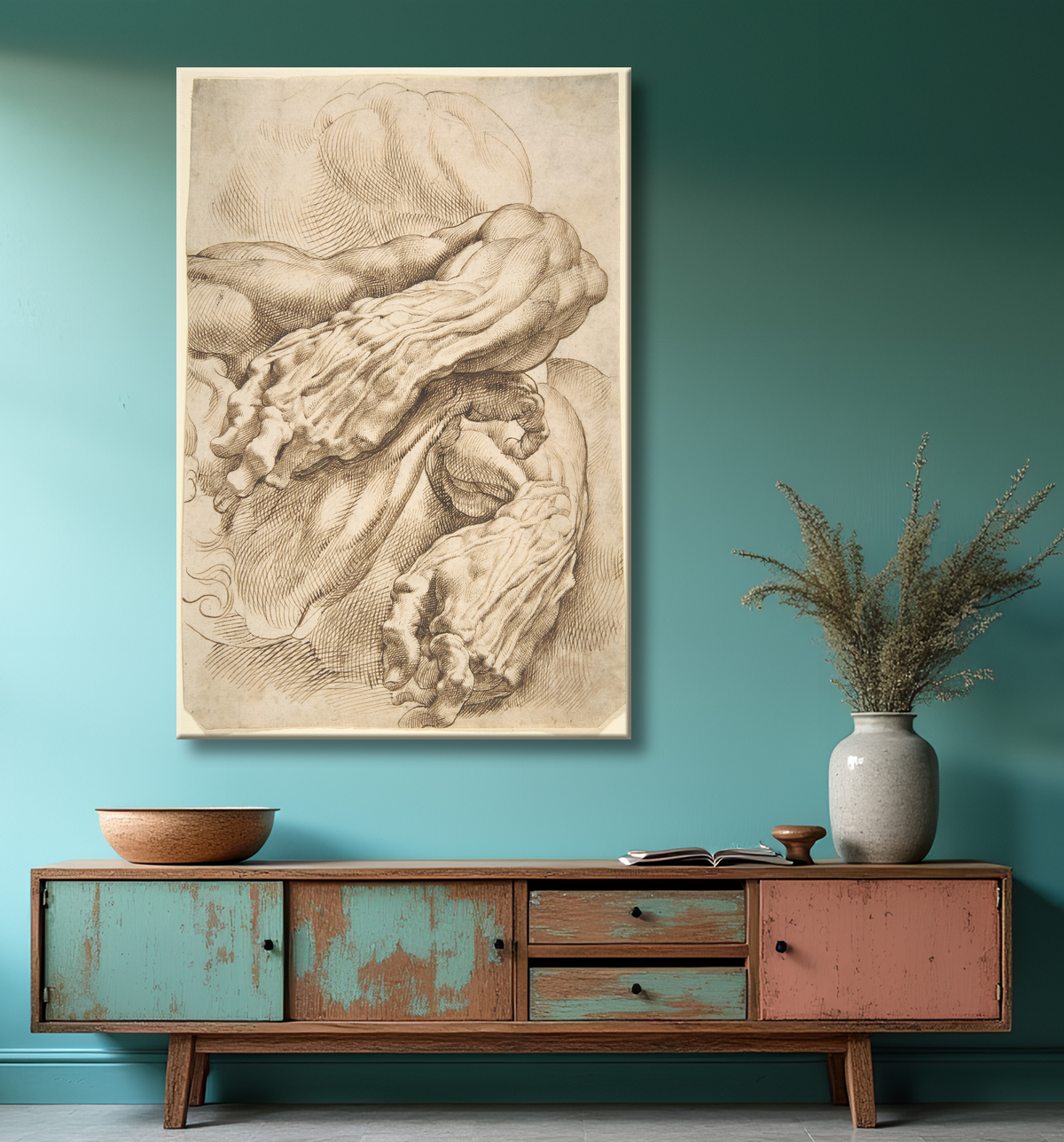Reproduction Études anatomiques : un avant-bras gauche dans deux positions et un avant-bras droit de Peter Paul Rubens avec decor