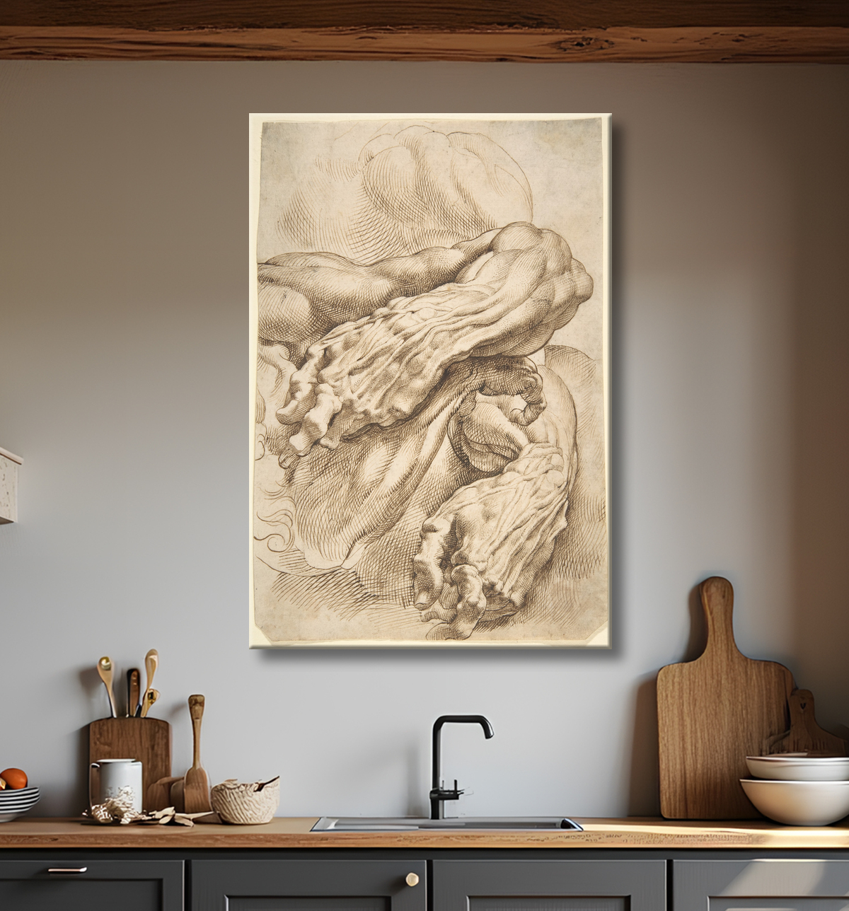 Reproduction Études anatomiques : un avant-bras gauche dans deux positions et un avant-bras droit de Peter Paul Rubens avec decor