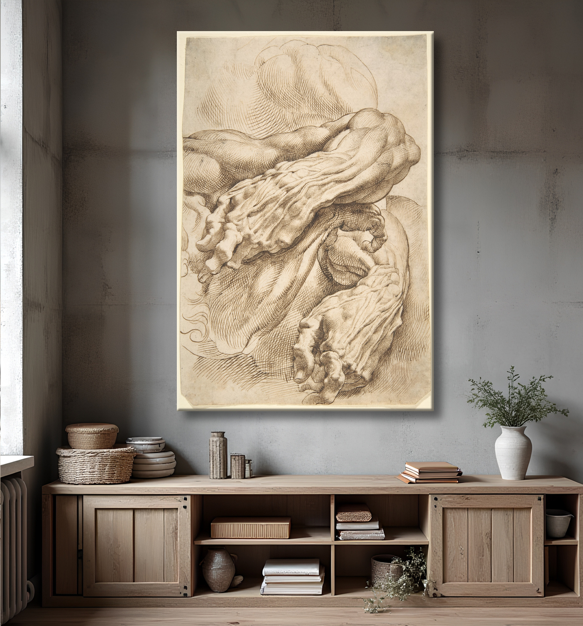 Reproduction Études anatomiques : un avant-bras gauche dans deux positions et un avant-bras droit de Peter Paul Rubens avec decor