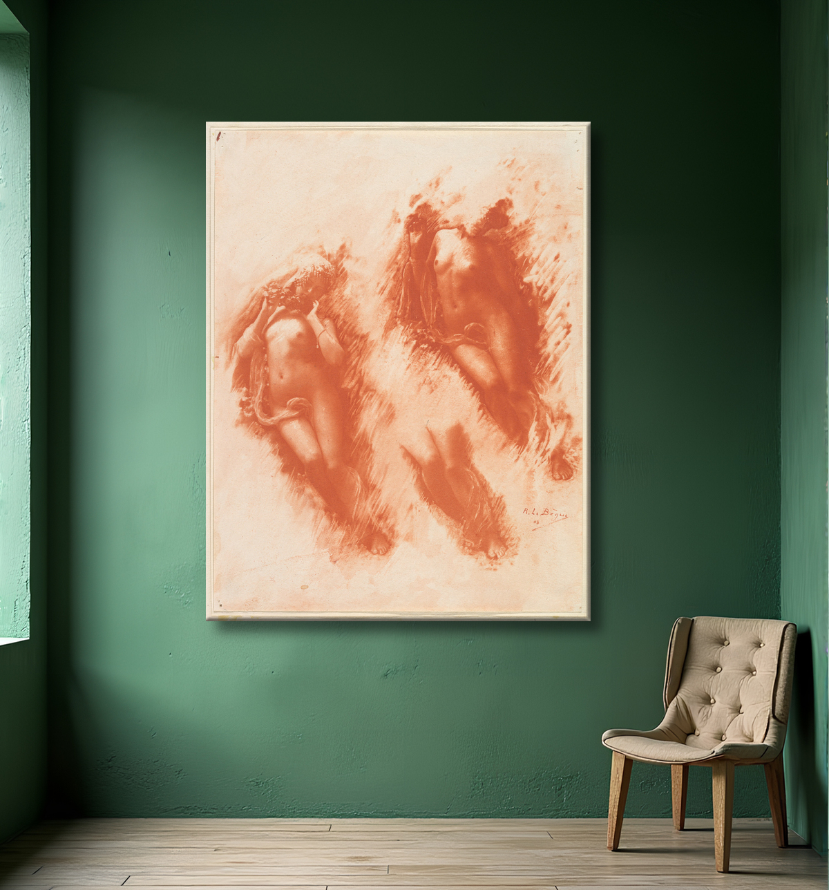 Reproduction [Étudier à Orange] de René Le Bègue avec decor