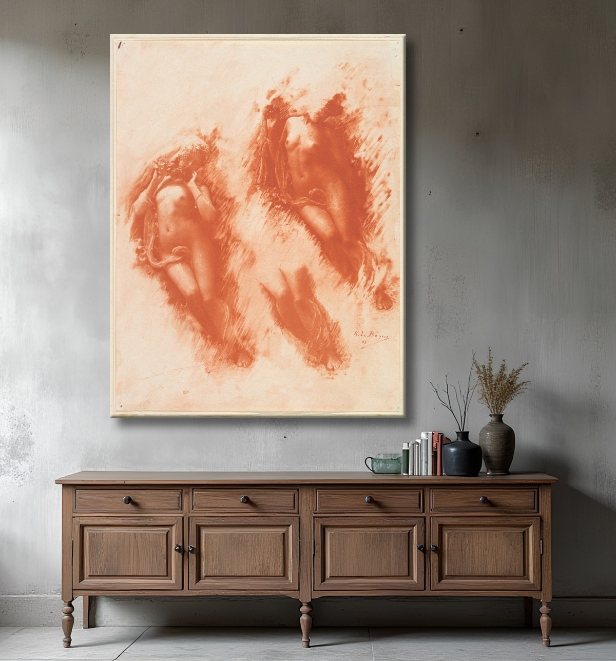 Reproduction [Étudier à Orange] de René Le Bègue avec decor