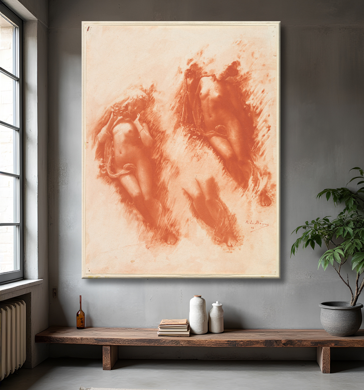 Reproduction [Étudier à Orange] de René Le Bègue avec decor