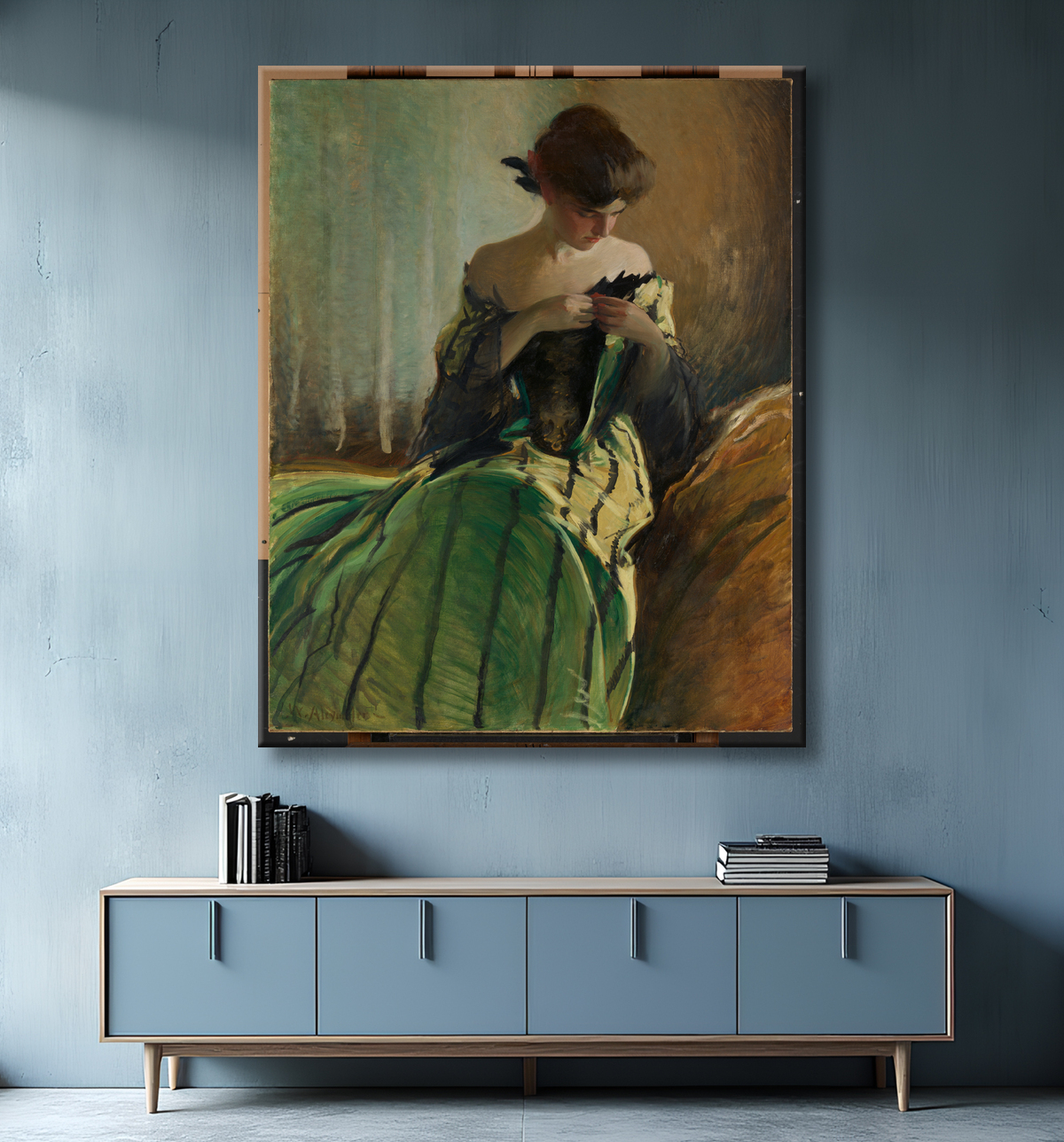 Reproduction Étudier en noir et vert de John White Alexander avec decor