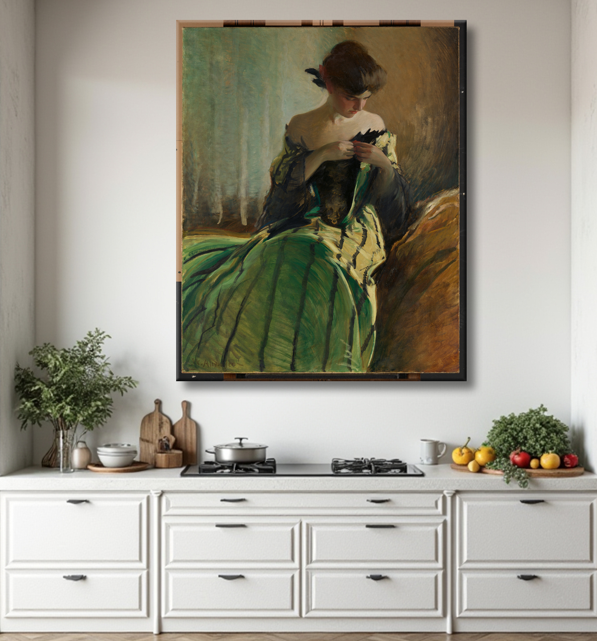 Reproduction Étudier en noir et vert de John White Alexander avec decor