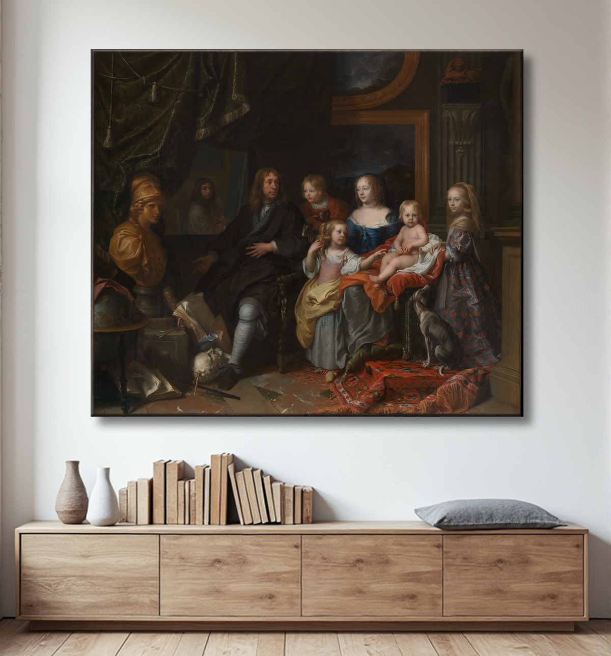 Reproduction Everhard Jabach (1618-1695) et sa famille de Charles Le Brun avec decor