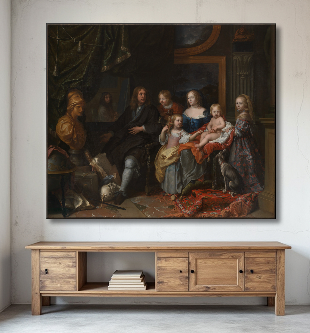 Reproduction Everhard Jabach (1618-1695) et sa famille de Charles Le Brun avec decor