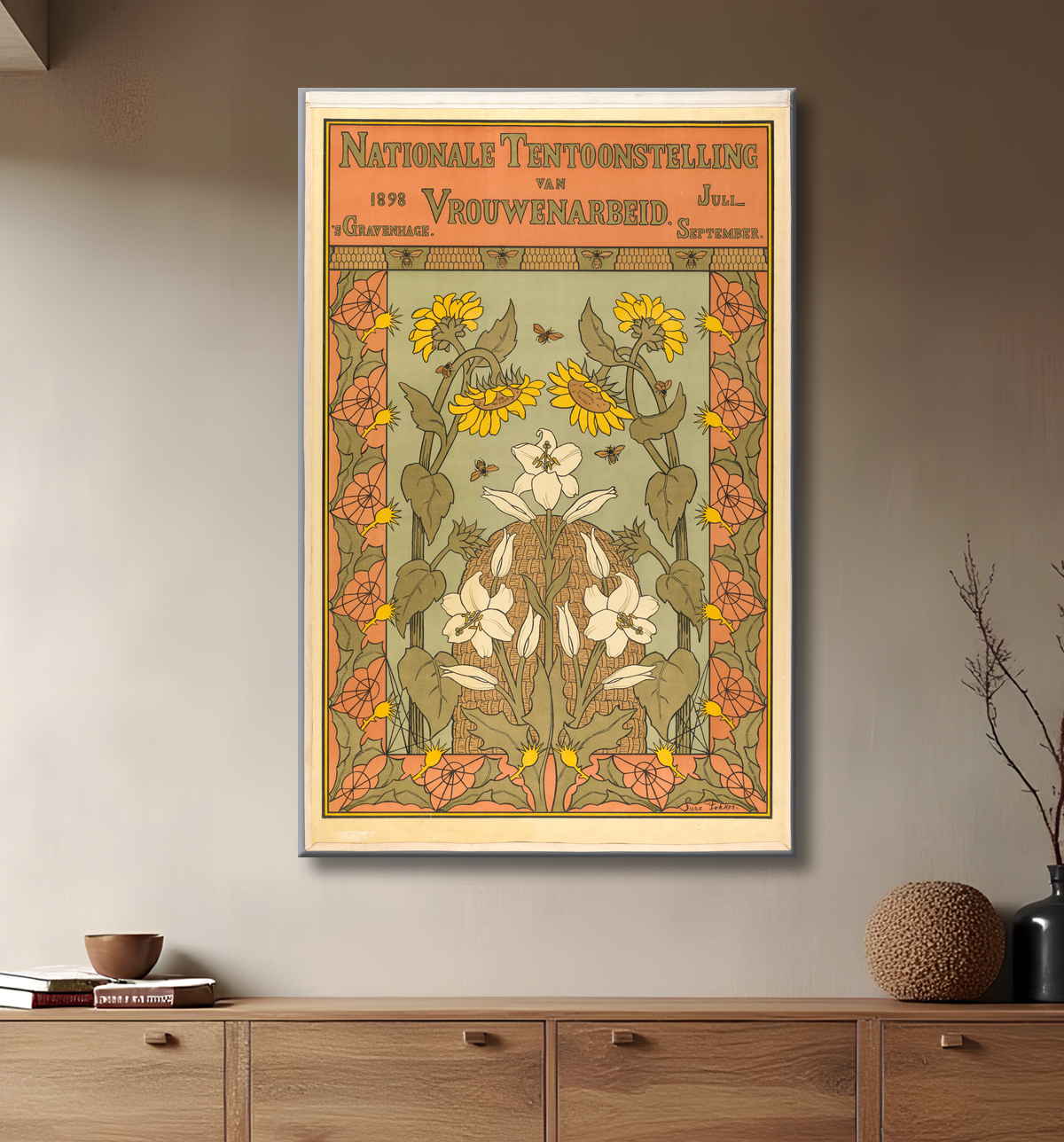 Reproduction Exposition nationale du travail des femmes La Haye. 1898 juillet-septembre de Suze Fokker avec decor