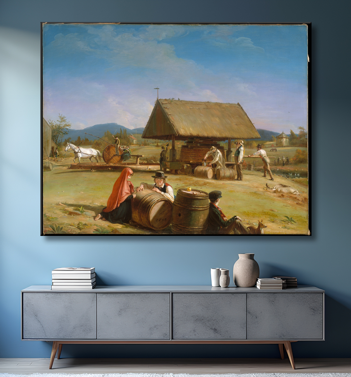 Reproduction Fabrication de cidre de William Sidney Mount avec decor